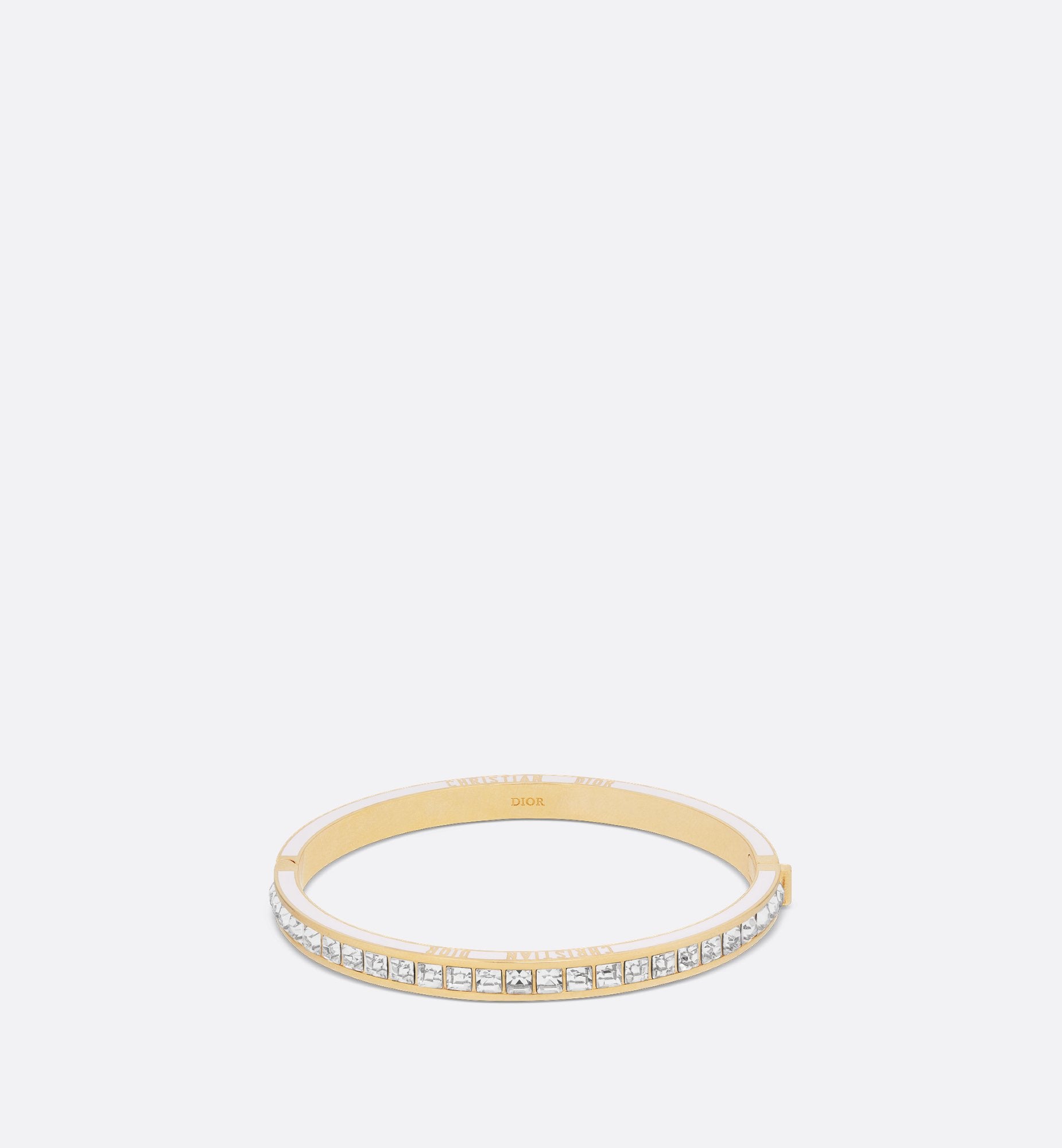 Dior Night Code Bangle Gold Finish Metal White Crystals And White Lacquer