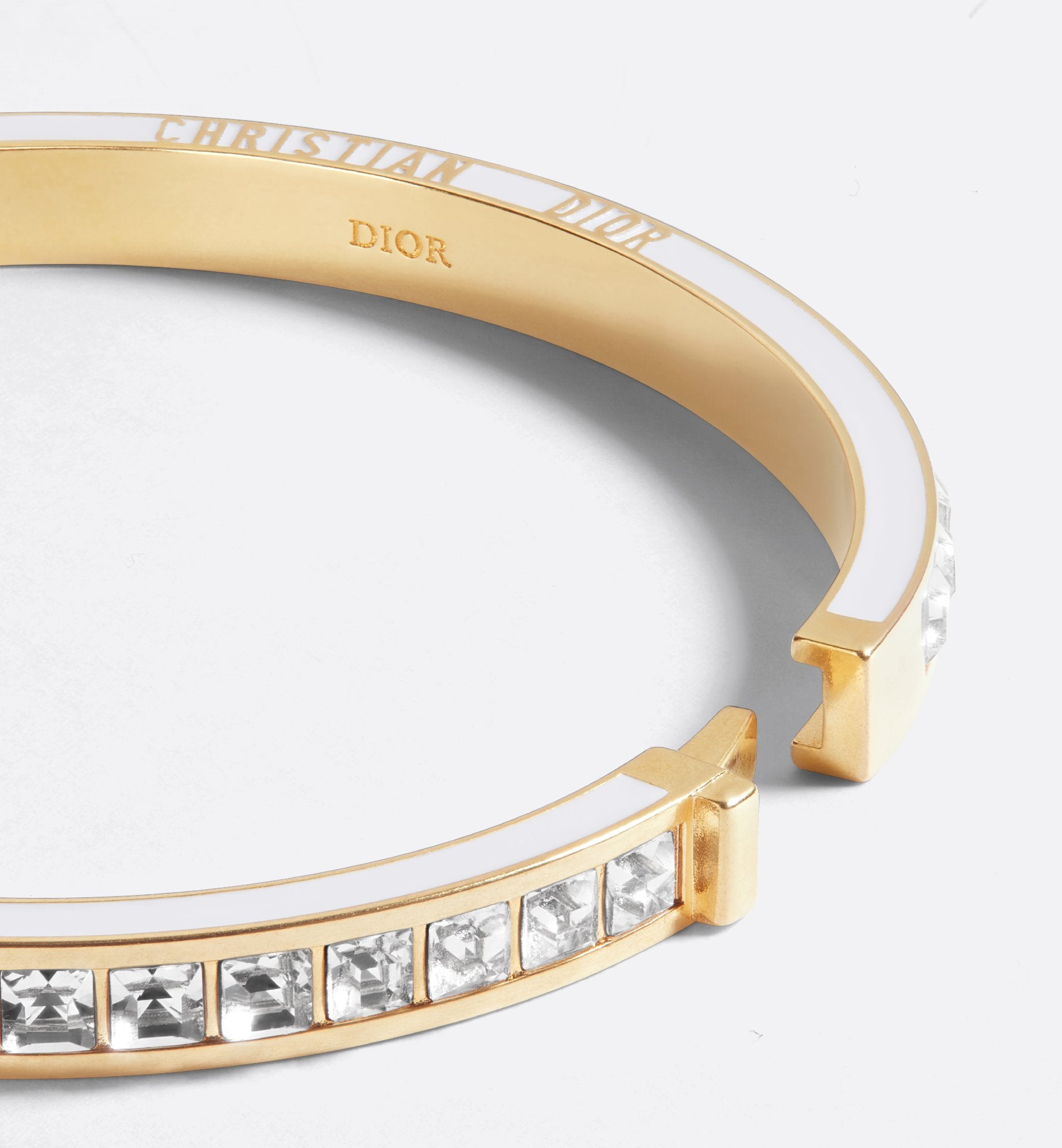 Dior Night Code Bangle Gold Finish Metal White Crystals And White Lacquer