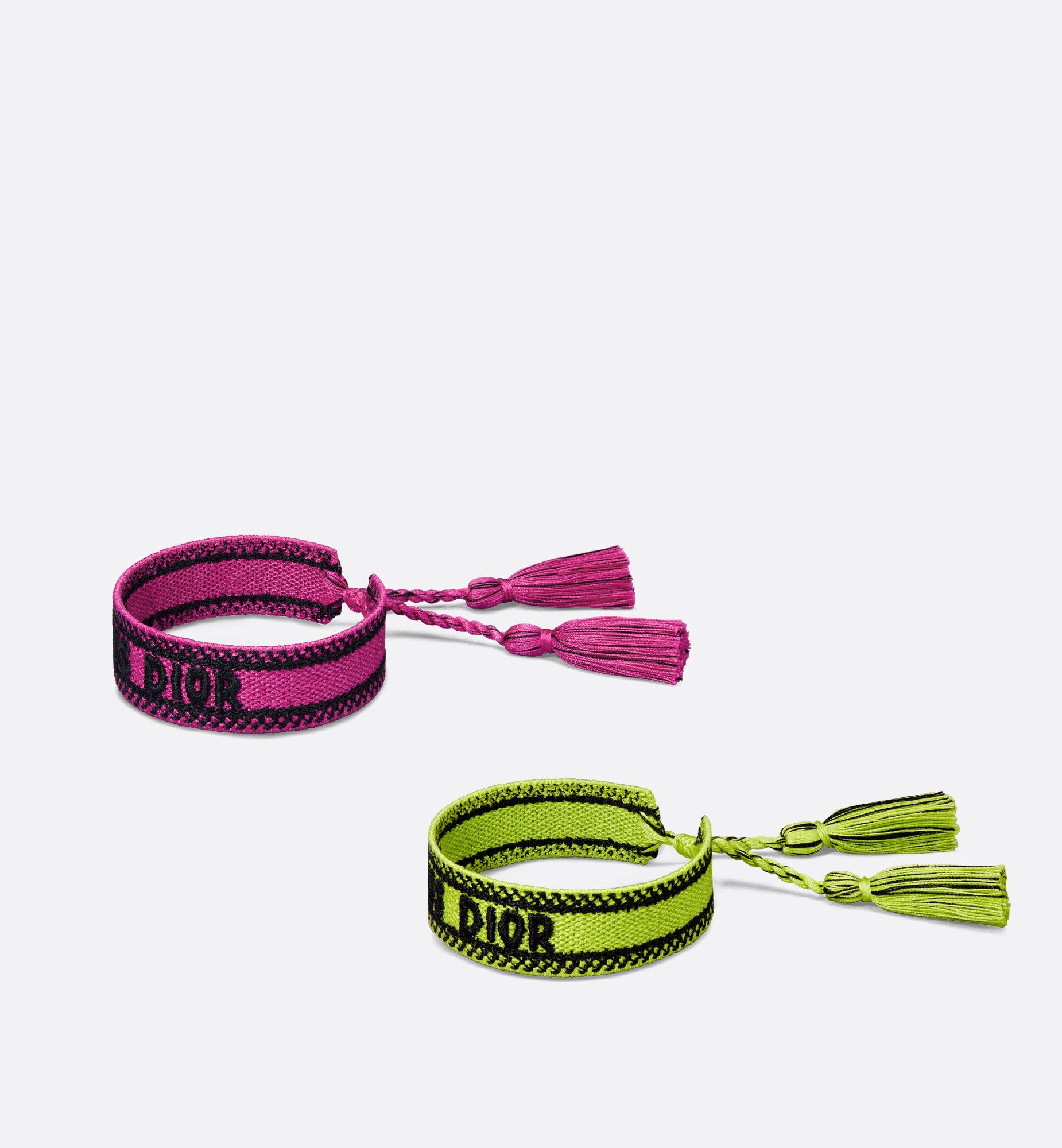 Miss Dior Bracelet Set Lime And Fuchsia Cotton