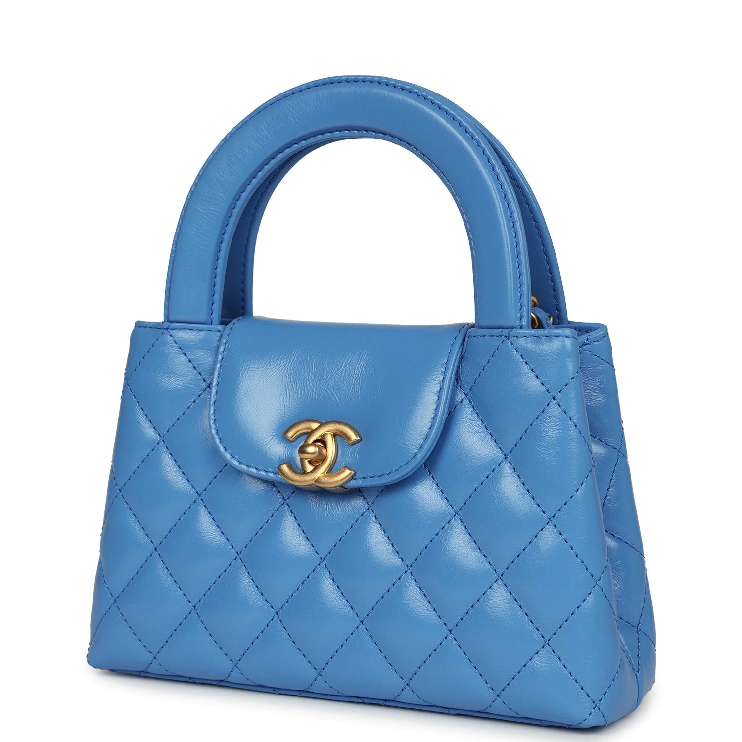 CHANEL SMALL CABAS - BLUE CALFSKIN