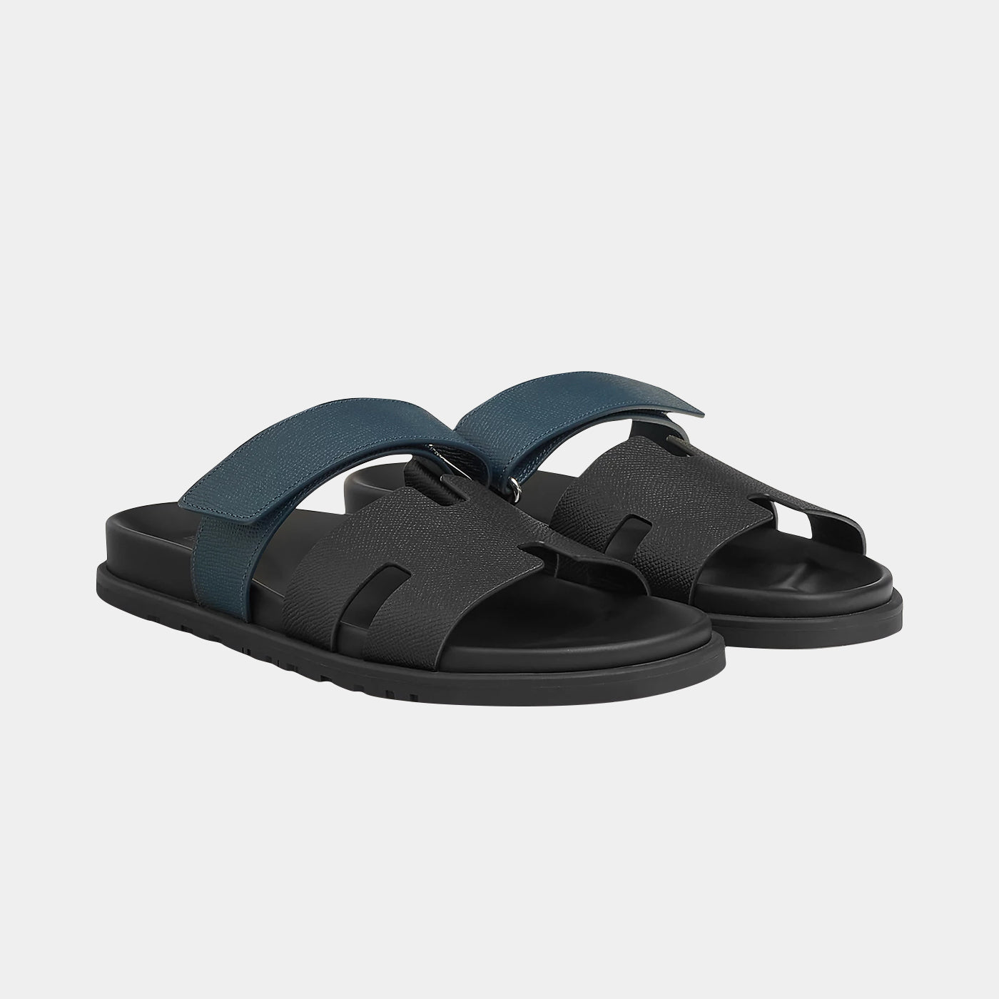 Chypre Sandal - Black Bleu Leather