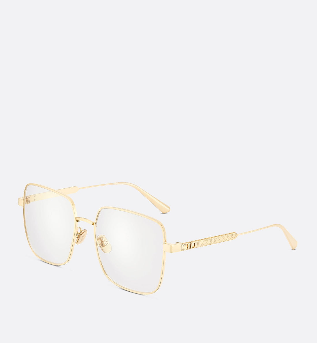 Diorcannage S1F Gold Finish Metal Square Glasses With Blue Light Filter