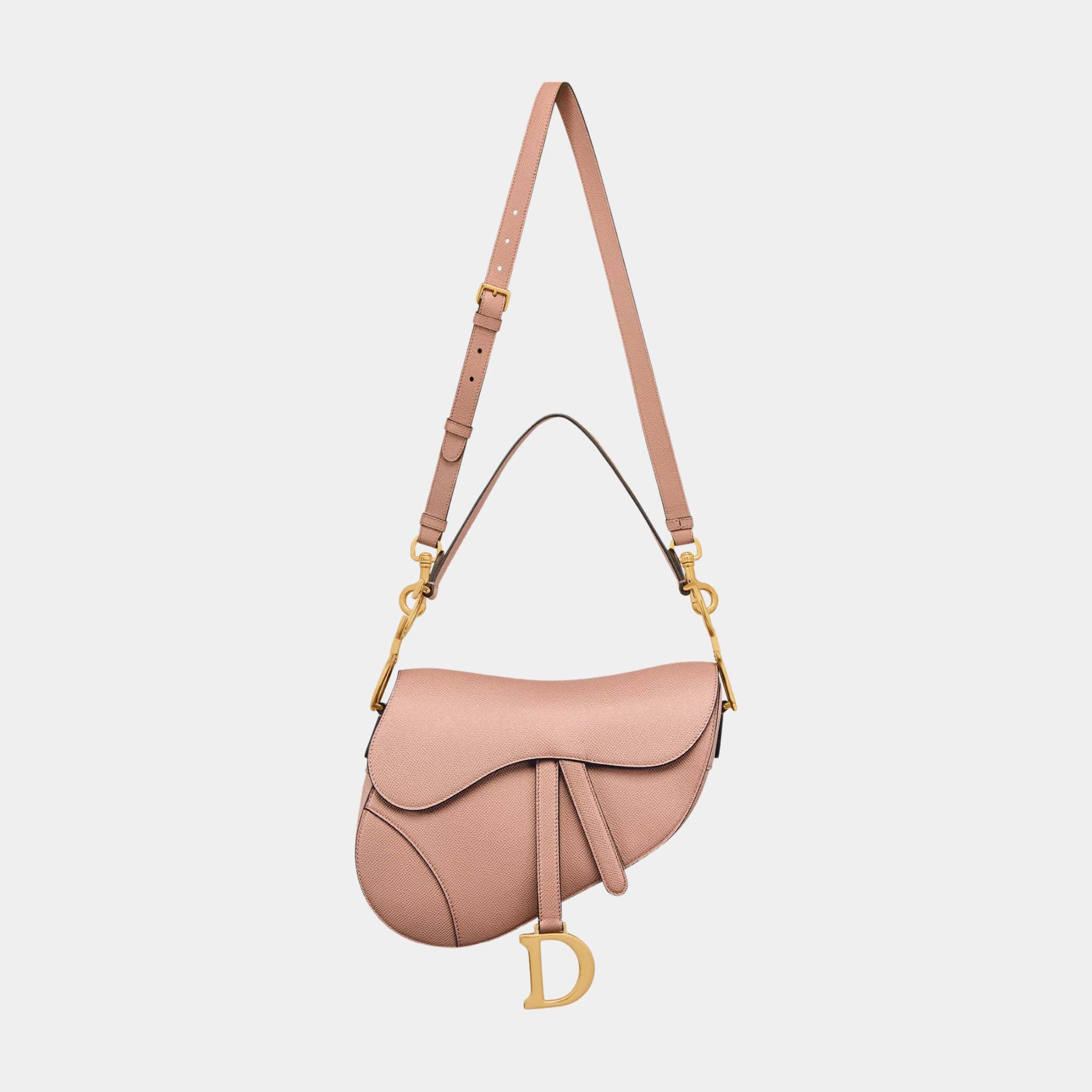 Dior Saddle Bag With Strap, Blush, With Strap Displaying