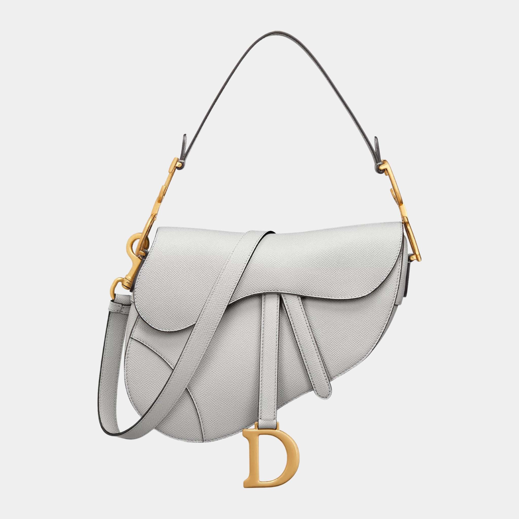 Dior Saddle Bag With Strap, Cloud gray, front