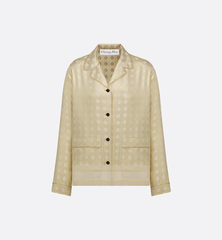 Dior Or Macrocannage Shirt Silk Twill With Gold-Tone Macrocannage Motif