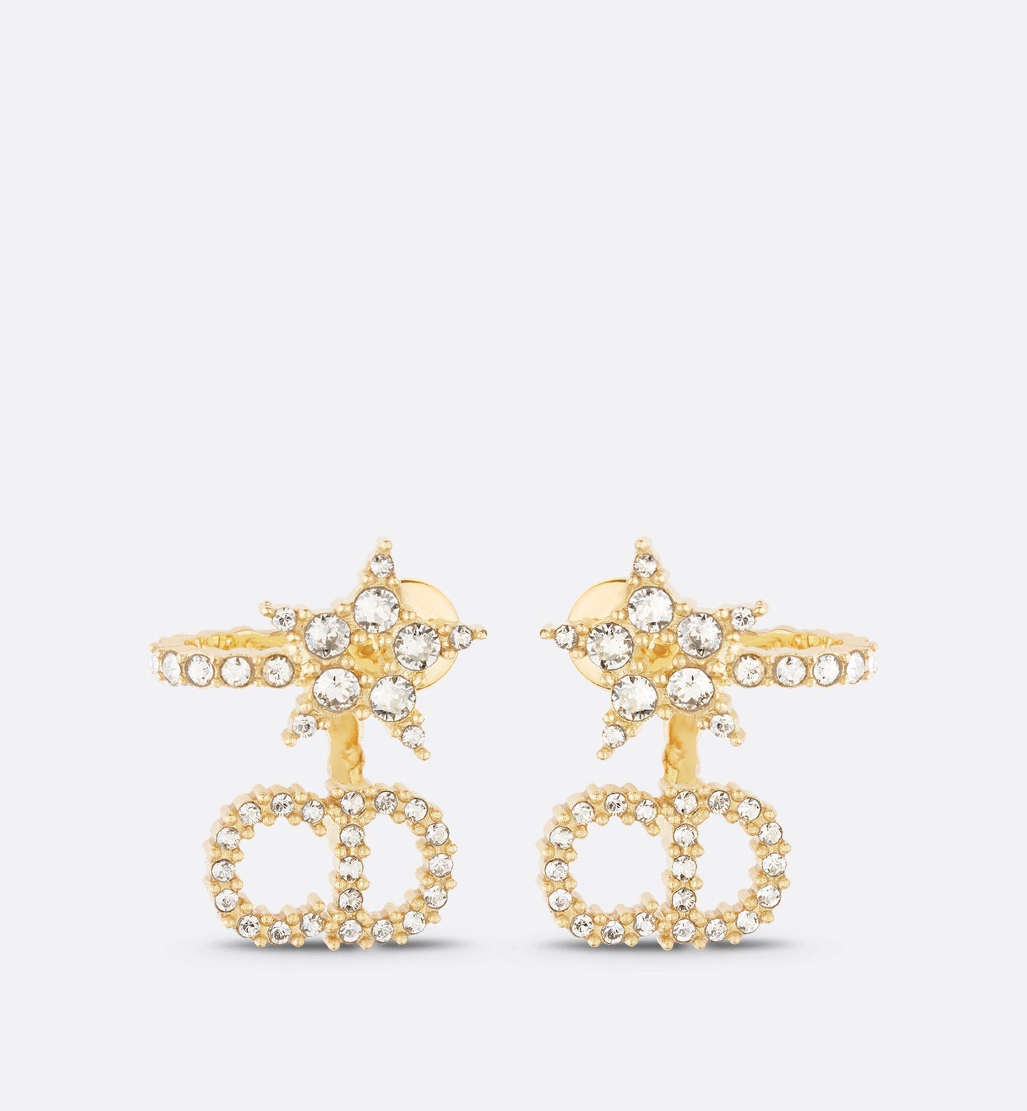 Clair D Lune Earrings Gold Finish Metal And White Crystals