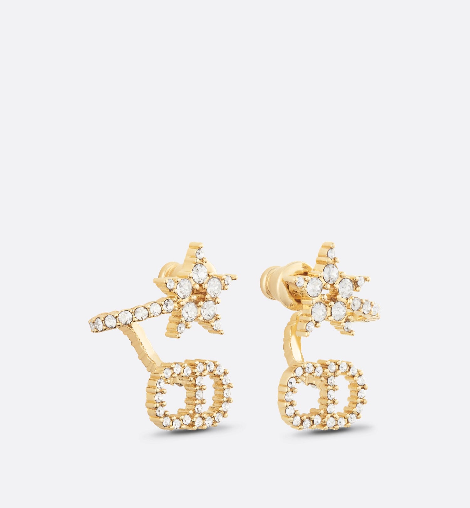 Clair D Lune Earrings Gold Finish Metal And White Crystals