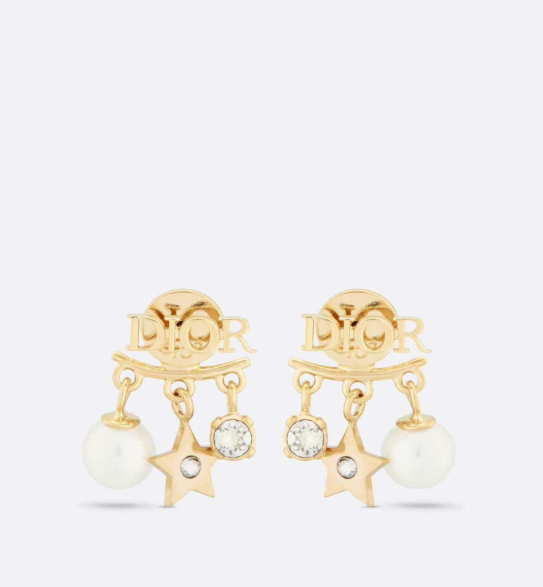 Dio(R)Evolution Earrings Gold-Finish Metal, White Resin Pearls And White Crystals