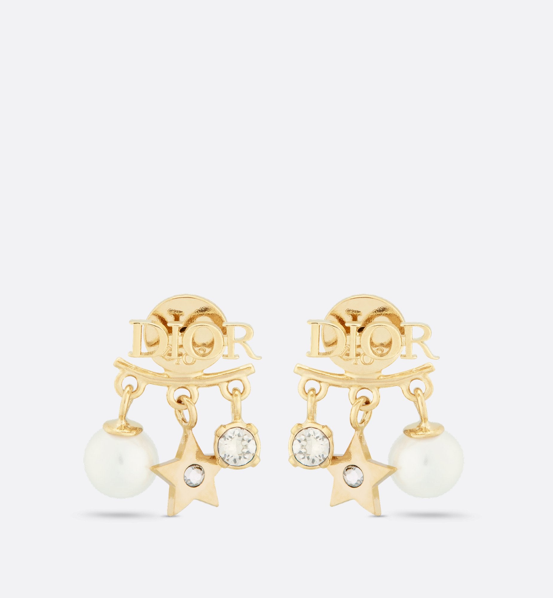 Dio(R)Evolution Earrings Gold-Finish Metal, White Resin Pearls And White Crystals