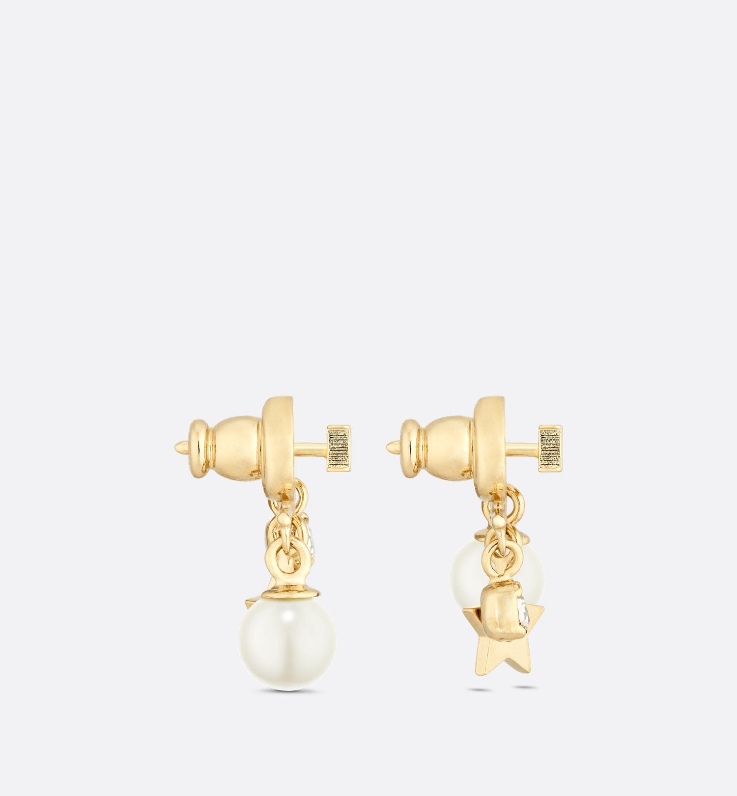 Dio(R)Evolution Earrings Gold-Finish Metal, White Resin Pearls And White Crystals