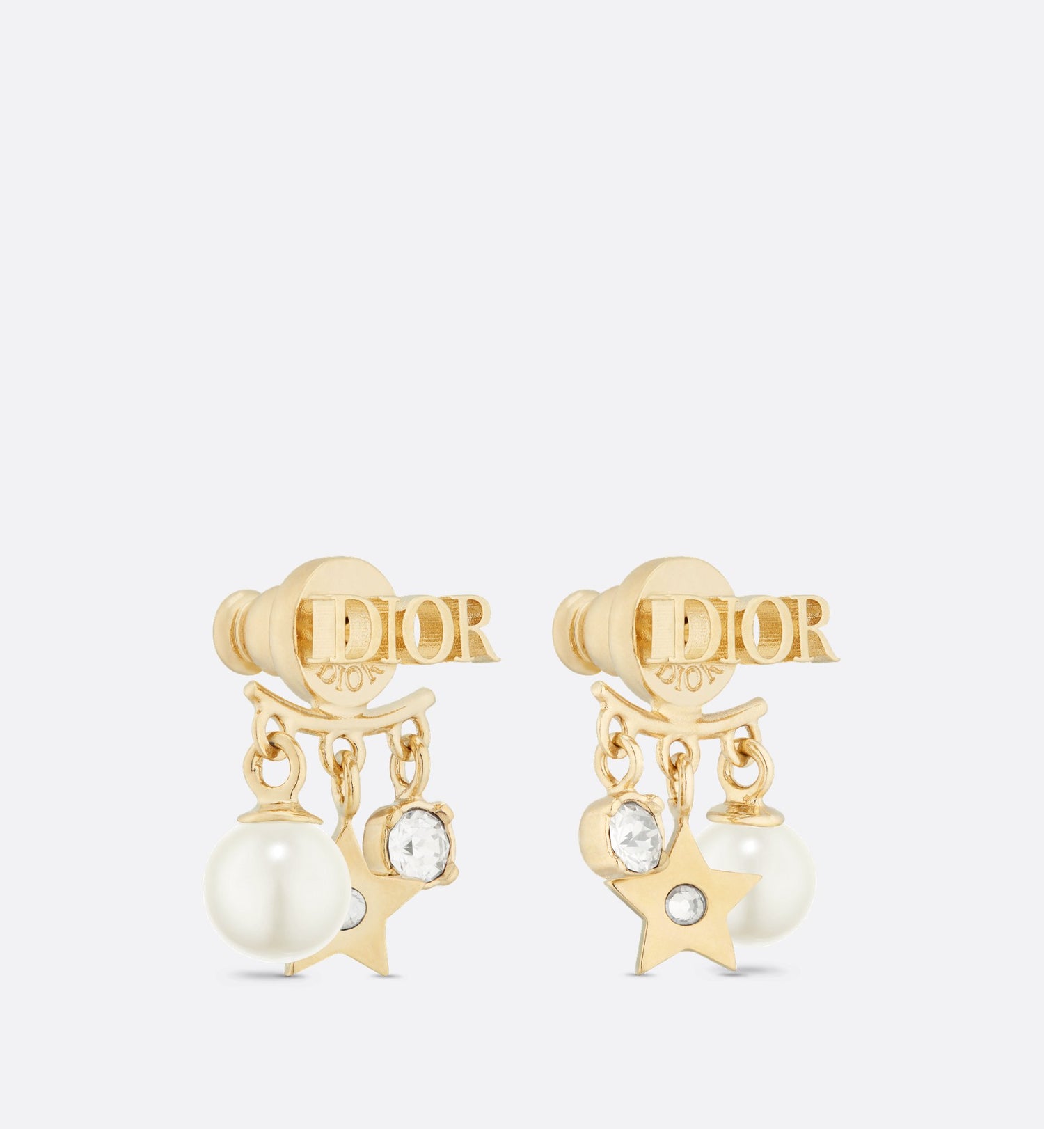 Dio(R)Evolution Earrings Gold-Finish Metal, White Resin Pearls And White Crystals