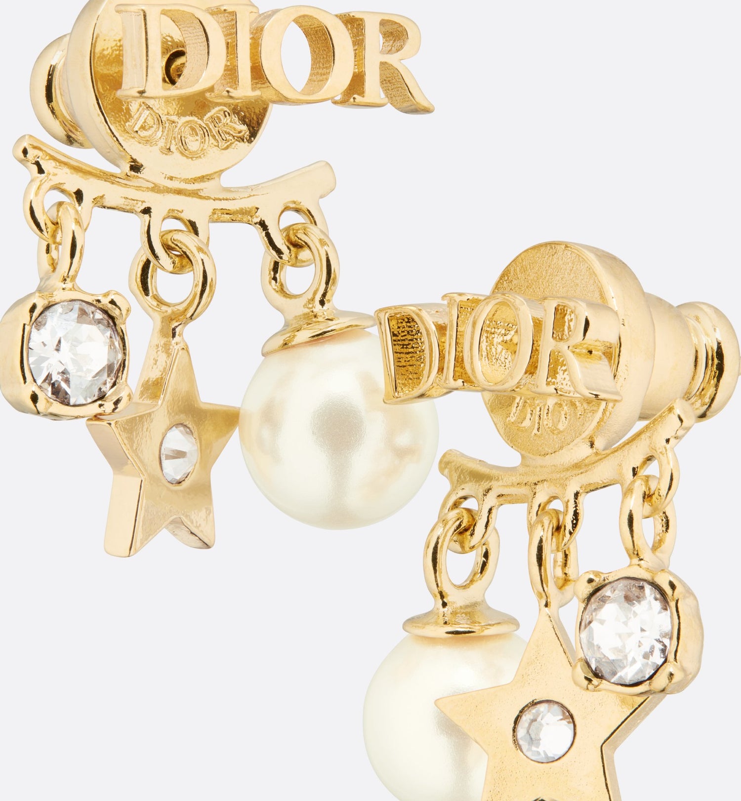 Dio(R)Evolution Earrings Gold-Finish Metal, White Resin Pearls And White Crystals