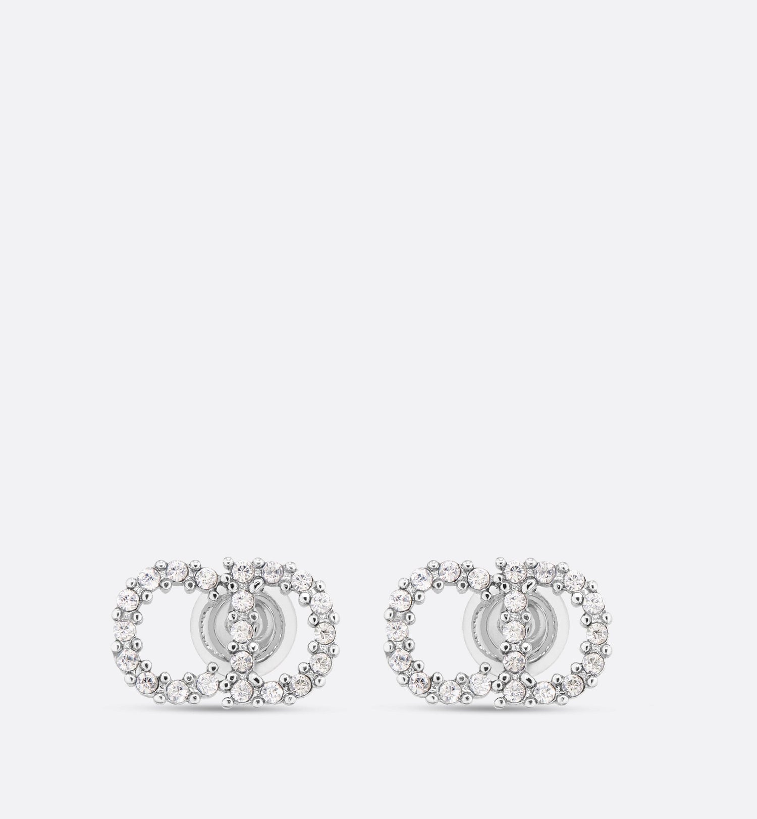 Clair D Lune Earrings Silver Finish Metal With White Crystals