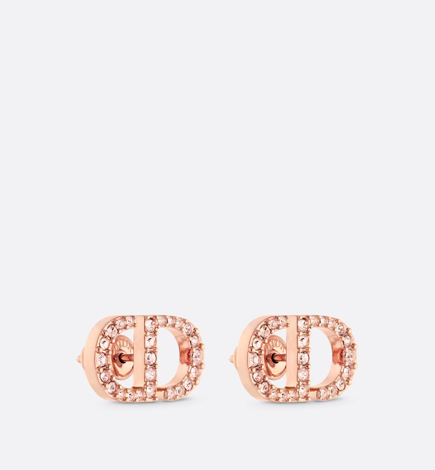 Petit Cd Stud Earrings Pink Finish Metal And Pink Crystals