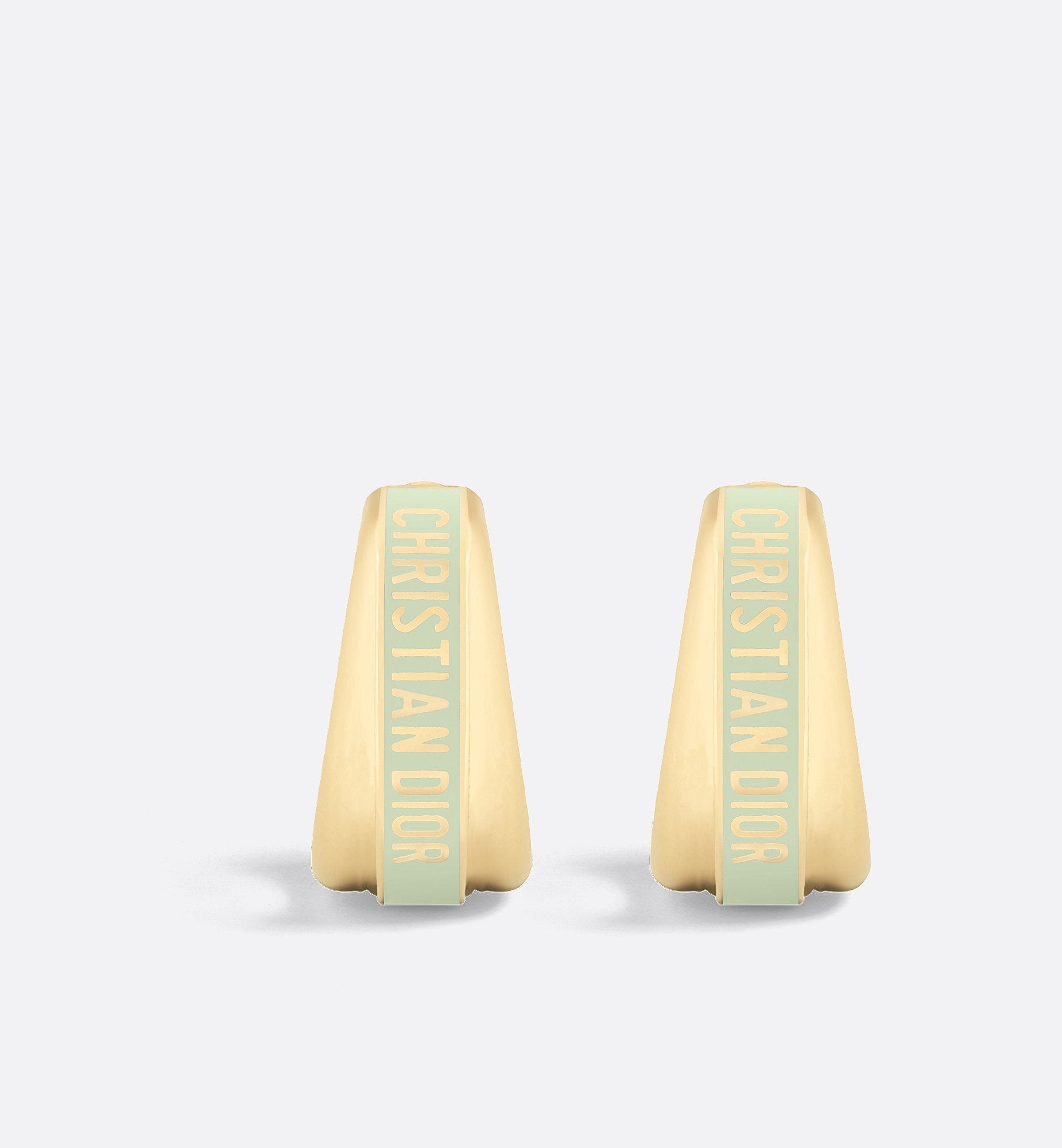 Code Earrings Gold Finish Metal And Pastel Mint Lacquer