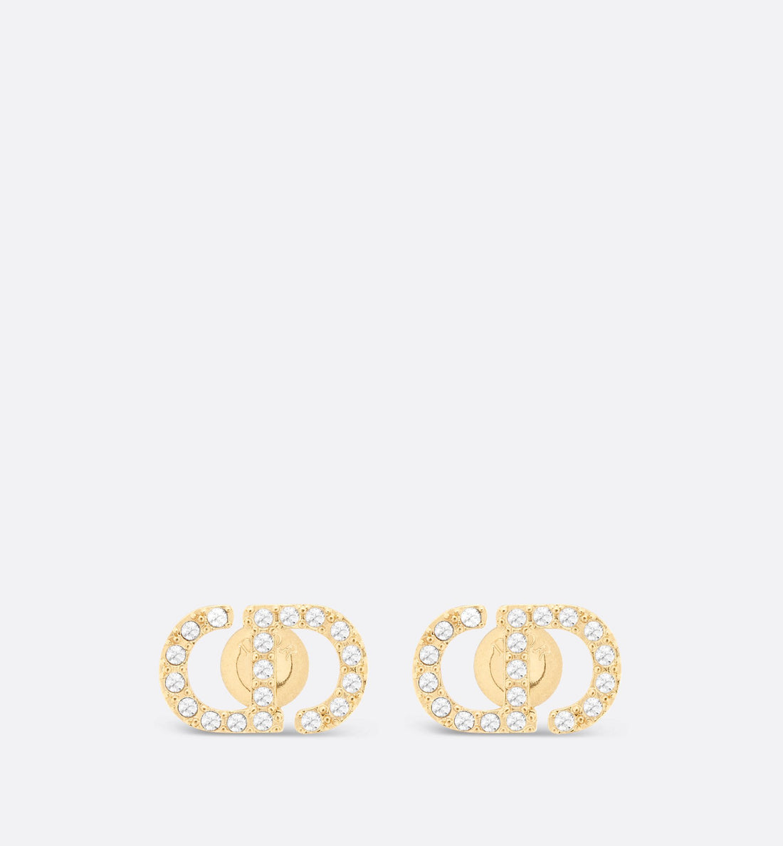 Petit Cd Mini Stud Earrings Gold Finish Metal And Silver-Tone Crystals