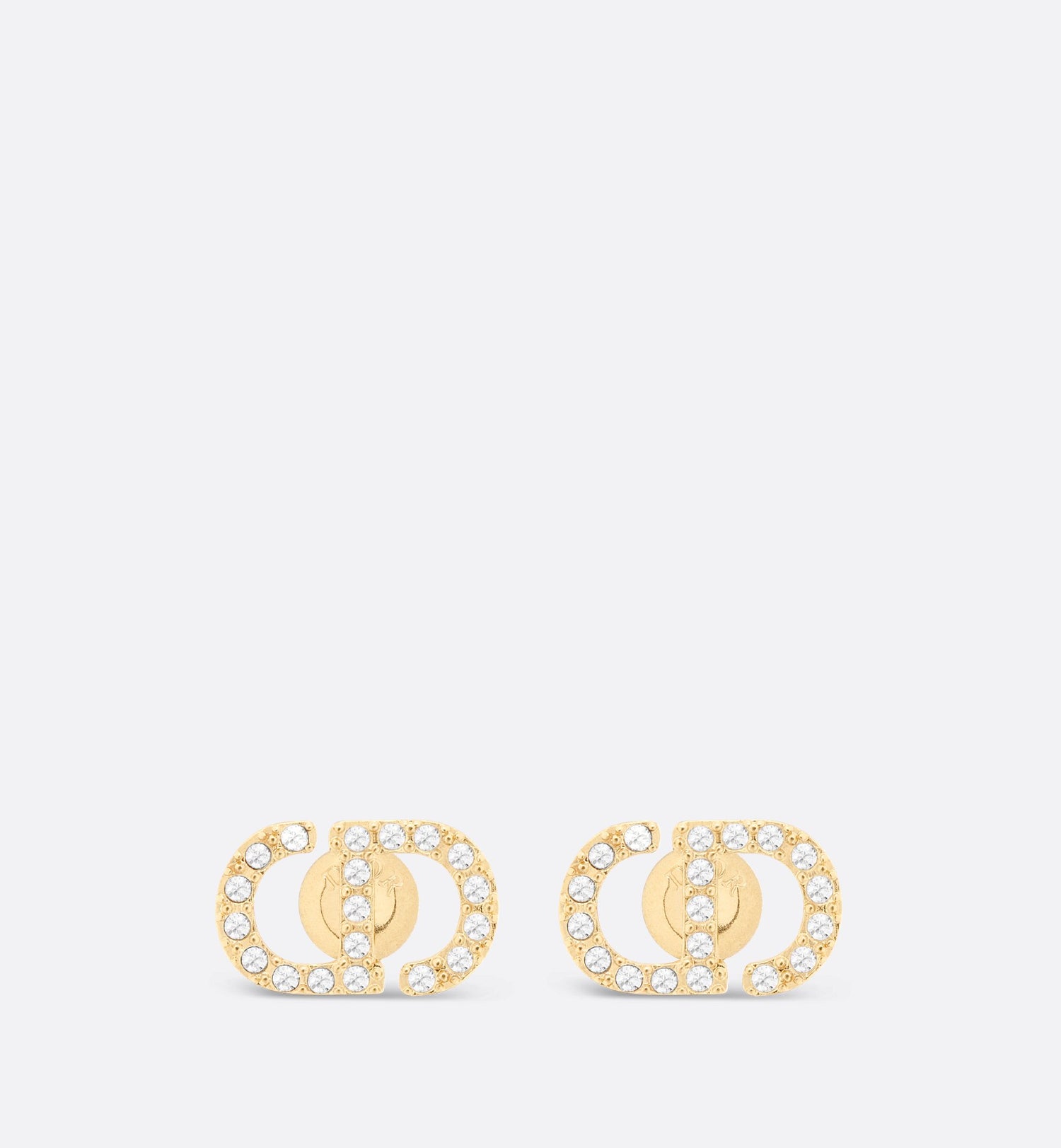 Petit Cd Mini Stud Earrings Gold Finish Metal And Silver-Tone Crystals