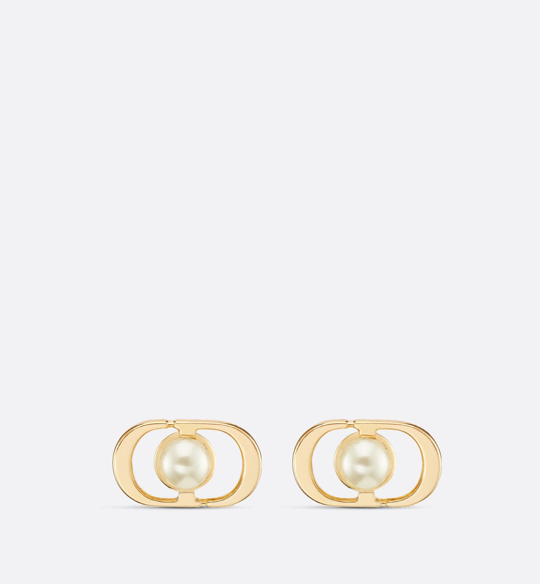 Petit Cd Jolie Mini Stud Earrings Gold Finish Metal And White Resin Pearls