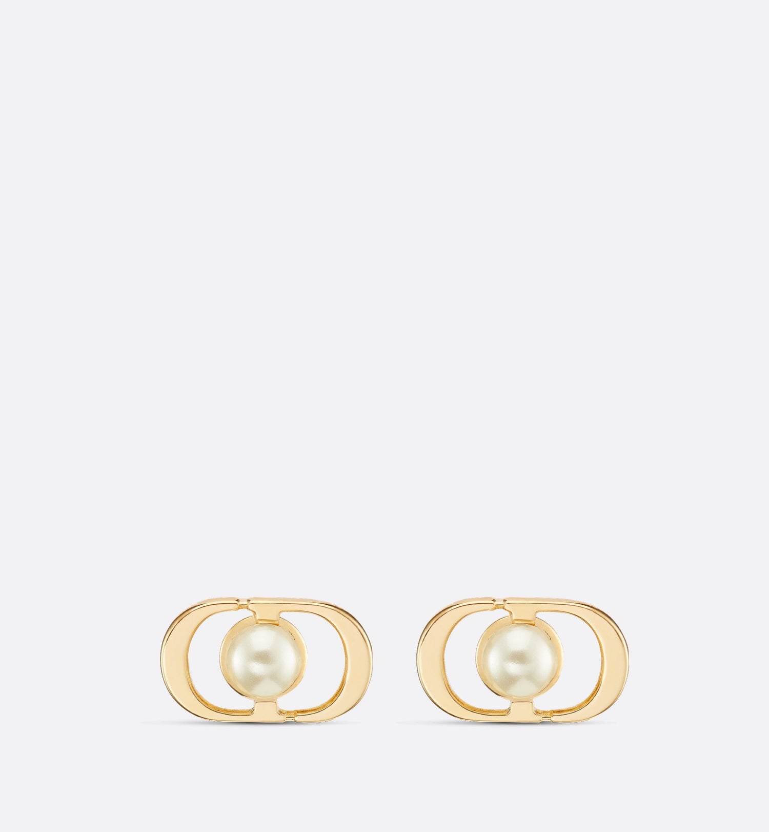 Petit Cd Jolie Mini Stud Earrings Gold Finish Metal And White Resin Pearls