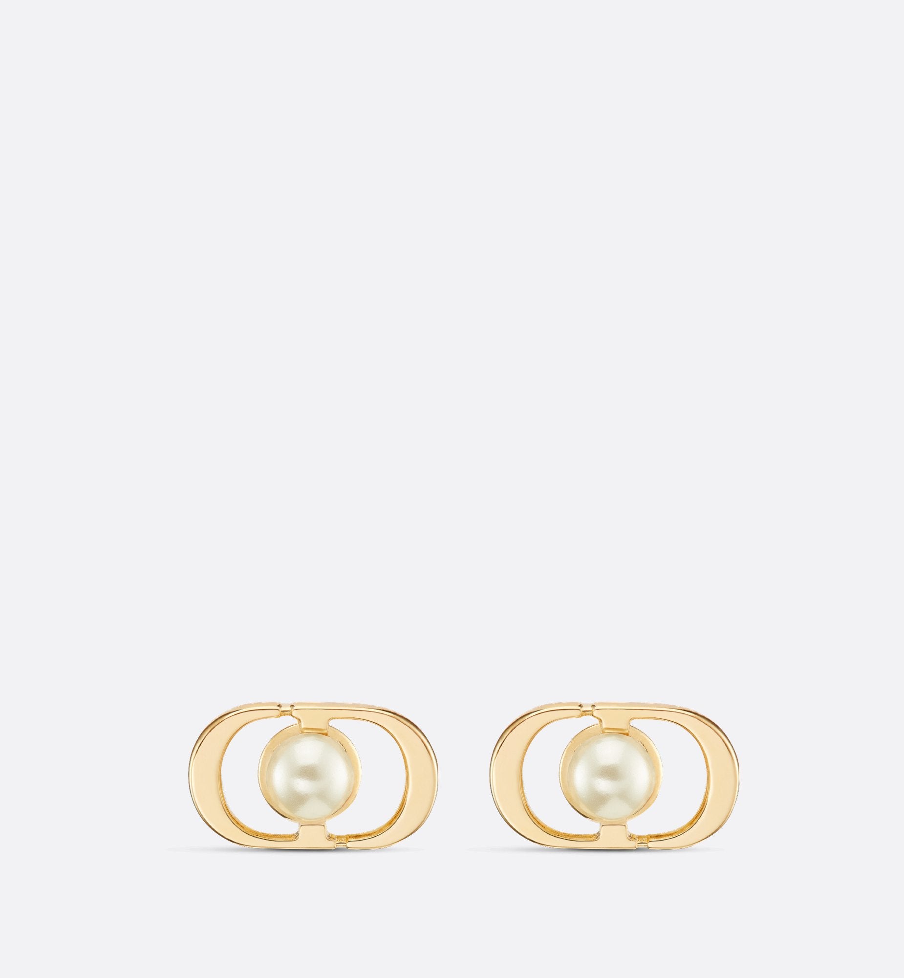 Petit Cd Jolie Mini Stud Earrings Gold Finish Metal And White Resin Pearls