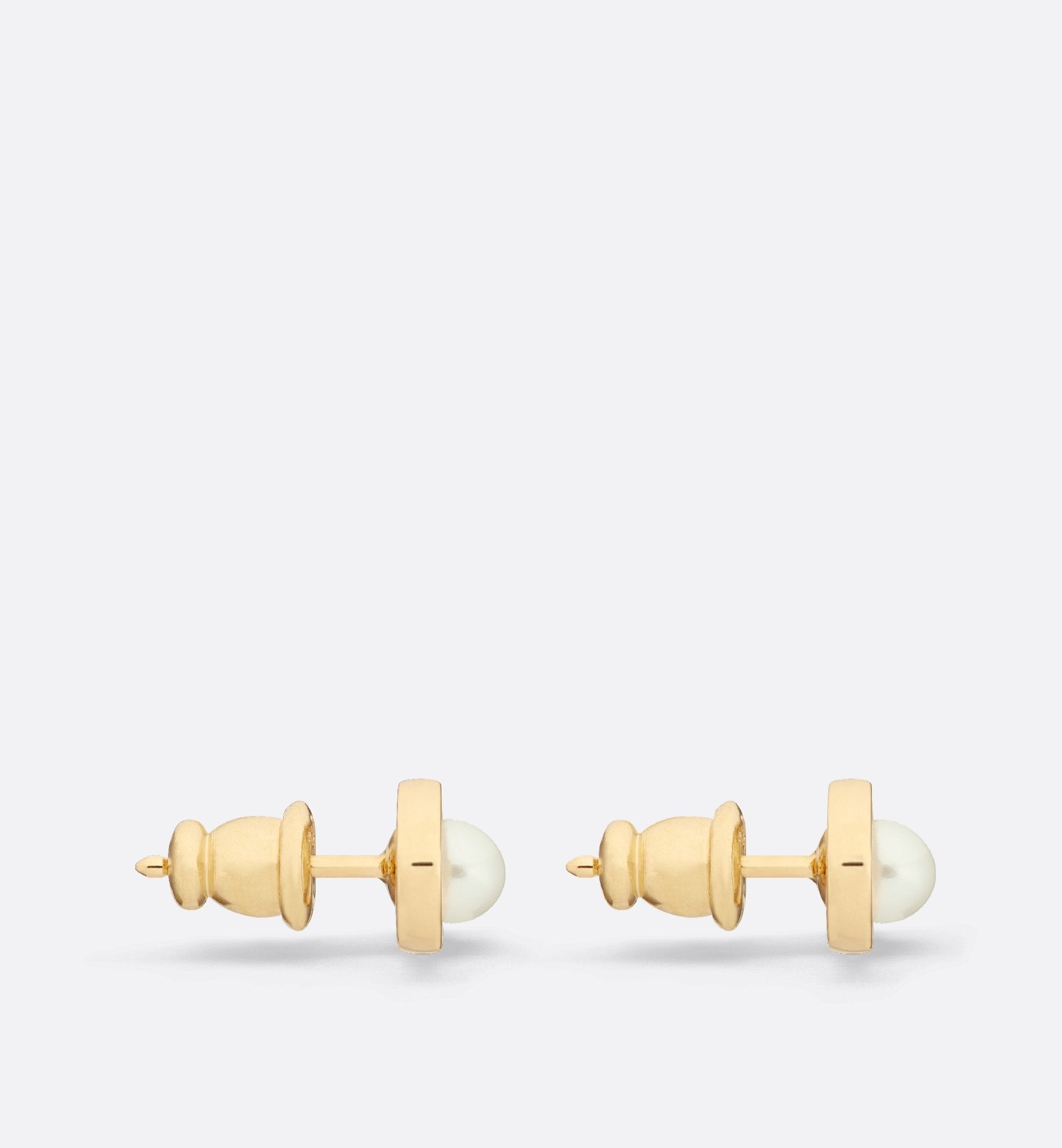 Petit Cd Jolie Mini Stud Earrings Gold Finish Metal And White Resin Pearls