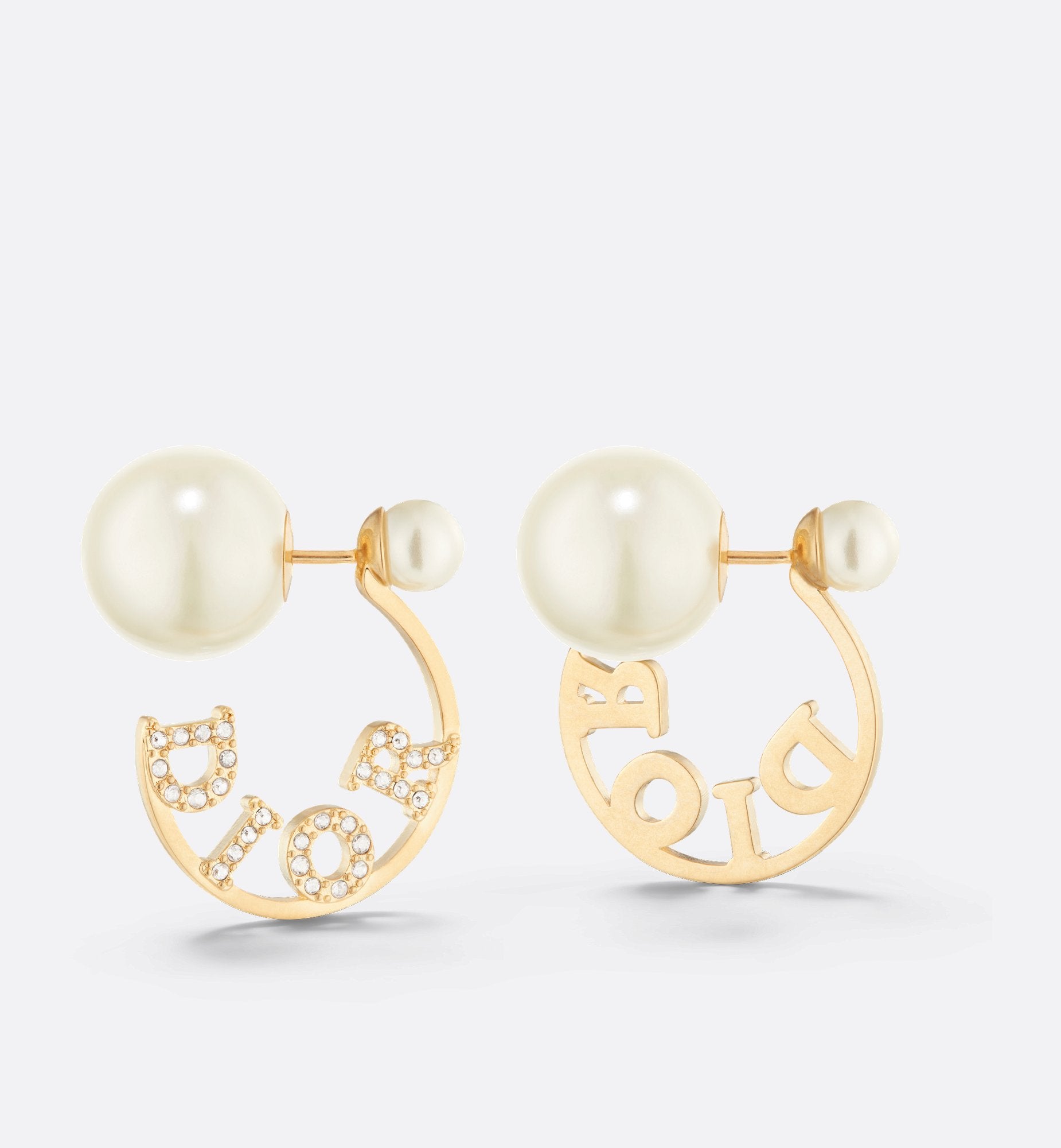 Tribales Earrings Gold Finish Metal With White Resin Pearls And Silver-Tone Crystals