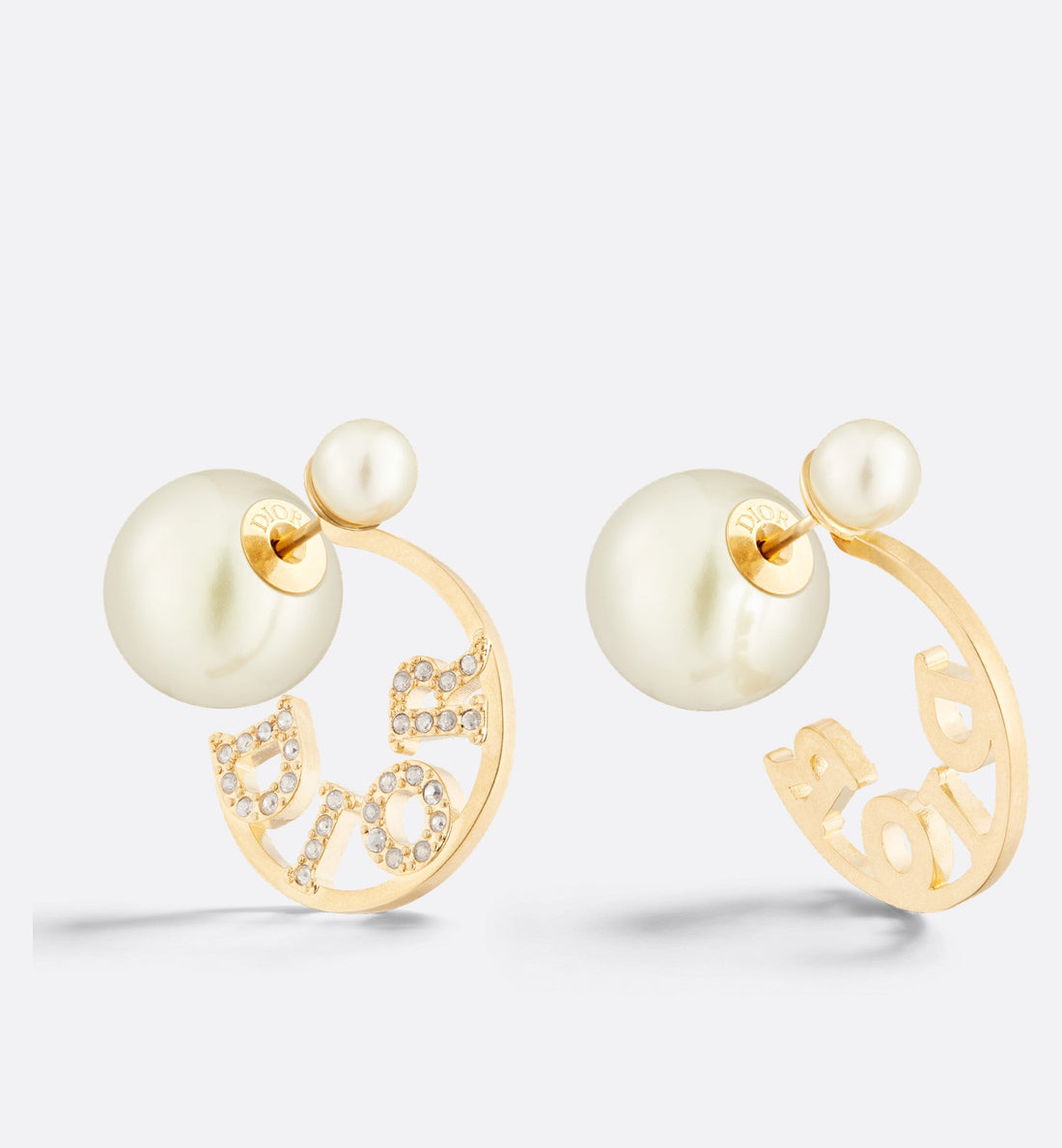 Tribales Earrings Gold Finish Metal With White Resin Pearls And Silver-Tone Crystals