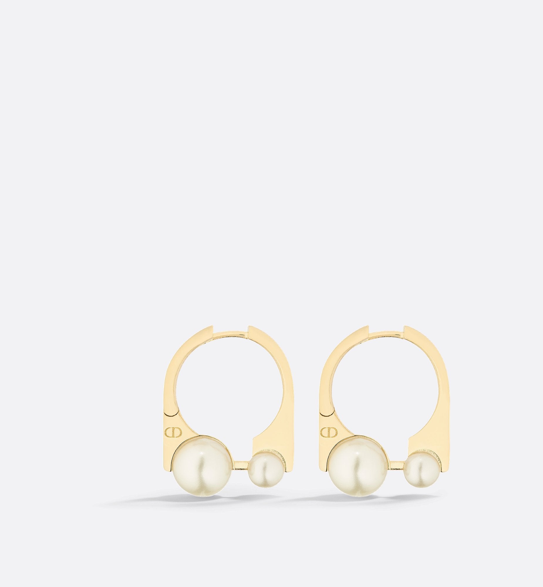 Small Dior Tribales New Look Earrings Gold Finish Metal And White Resin Pearls