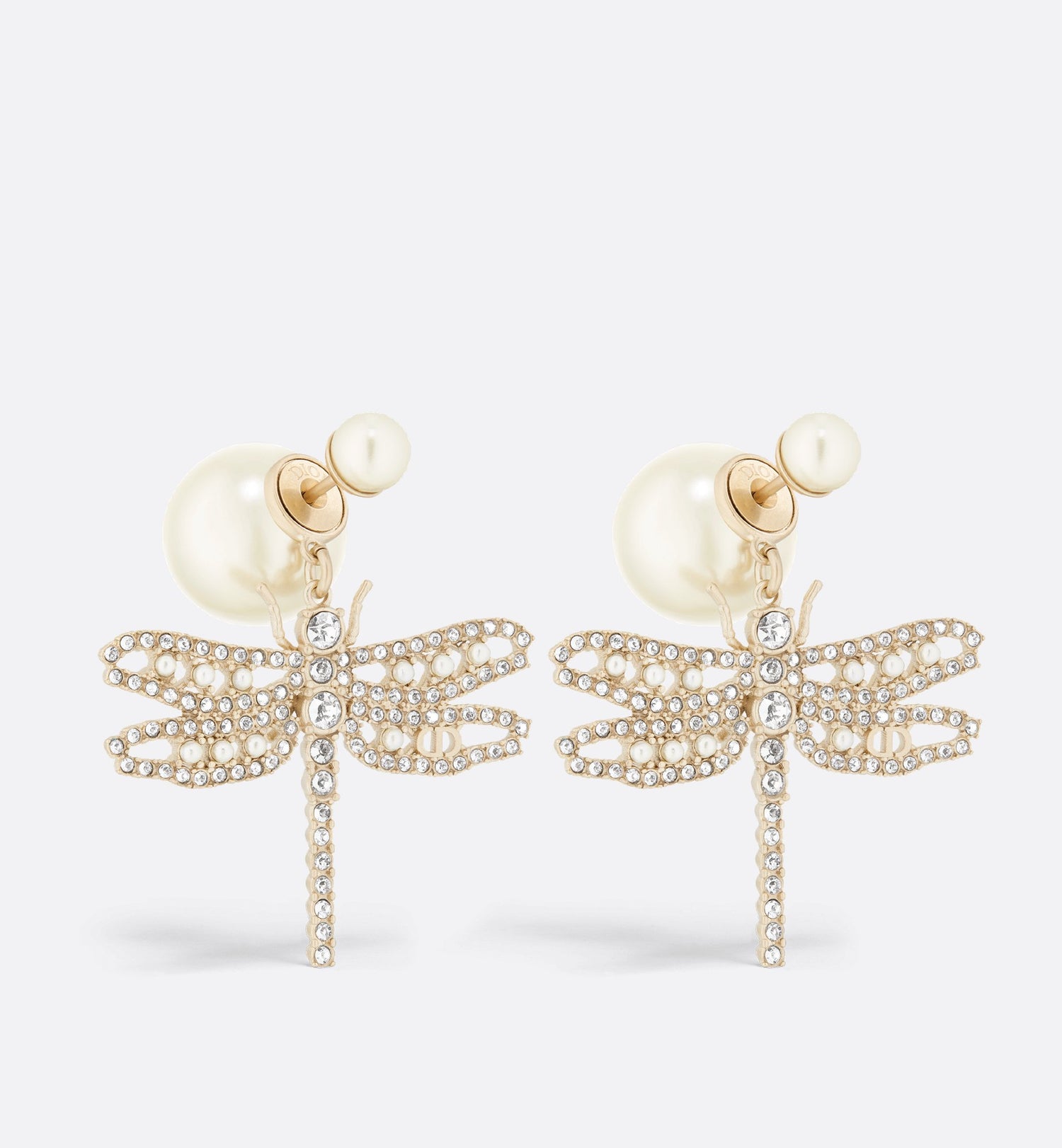 Tribales Earrings Matte Gold Finish Metal With White Resin Pearls And Silver-Tone Crystals