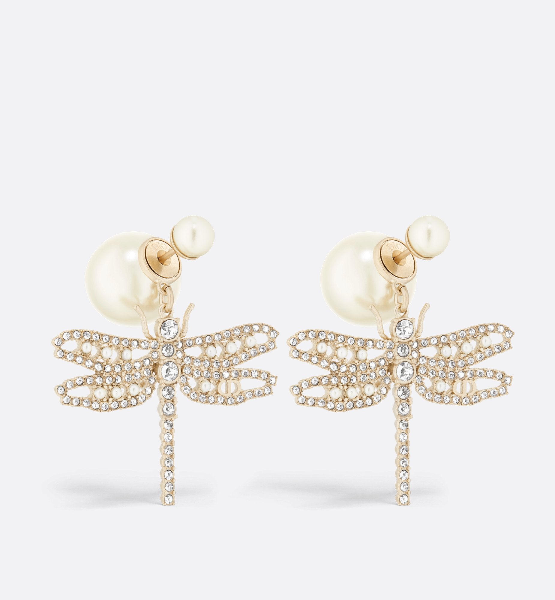 Tribales Earrings Matte Gold Finish Metal With White Resin Pearls And Silver-Tone Crystals