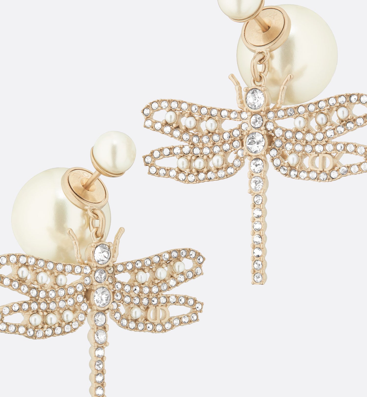 Tribales Earrings Matte Gold Finish Metal With White Resin Pearls And Silver-Tone Crystals