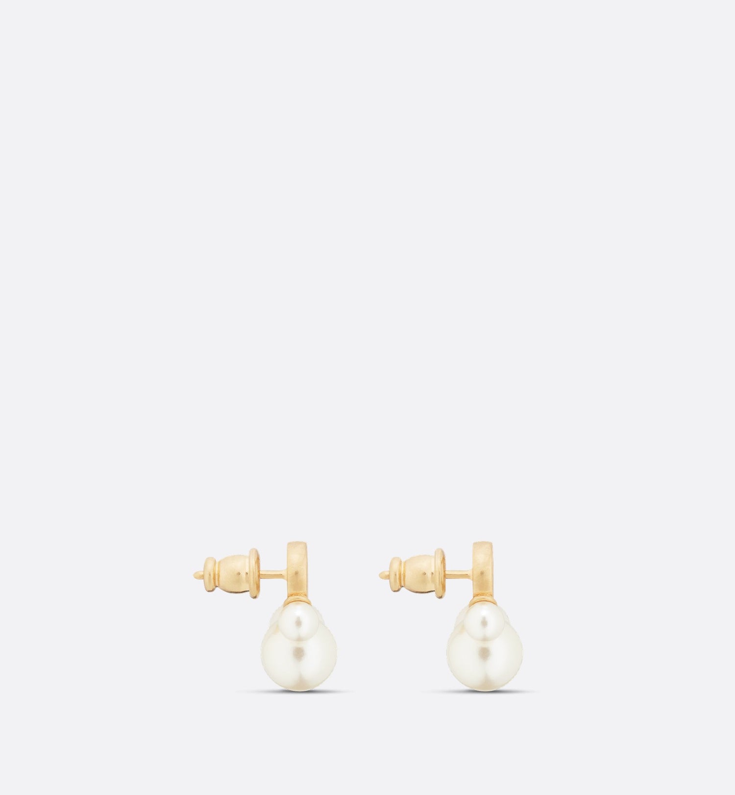 Triptyque Mini Stud Earrings Gold Finish Metal And White Resin Pearls