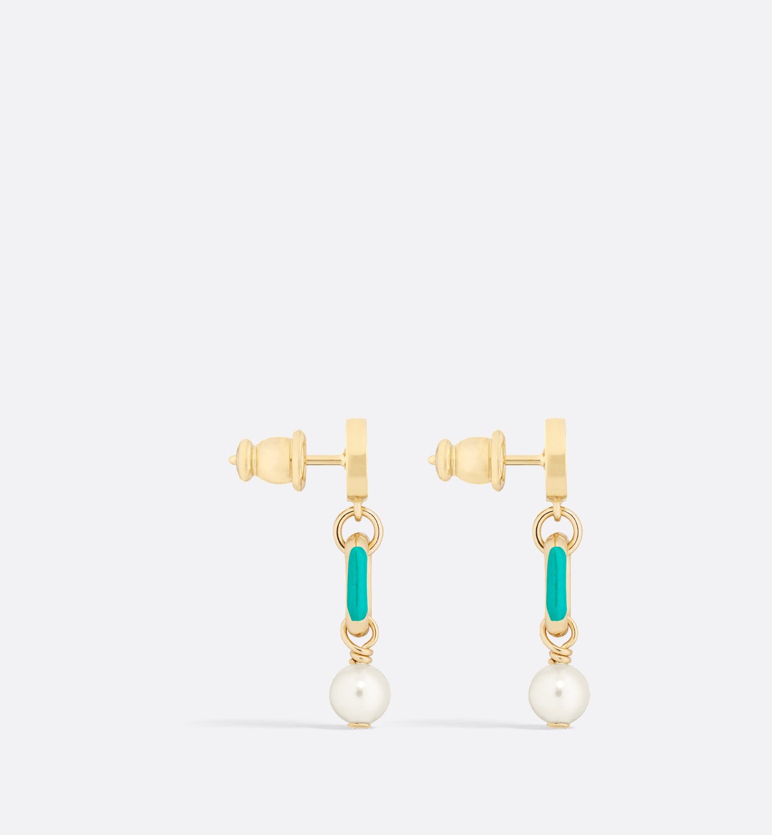 Dioriviera Petit Cd Earrings Gold Finish Metal White Resin Pearls And Aquamarina Lacquer