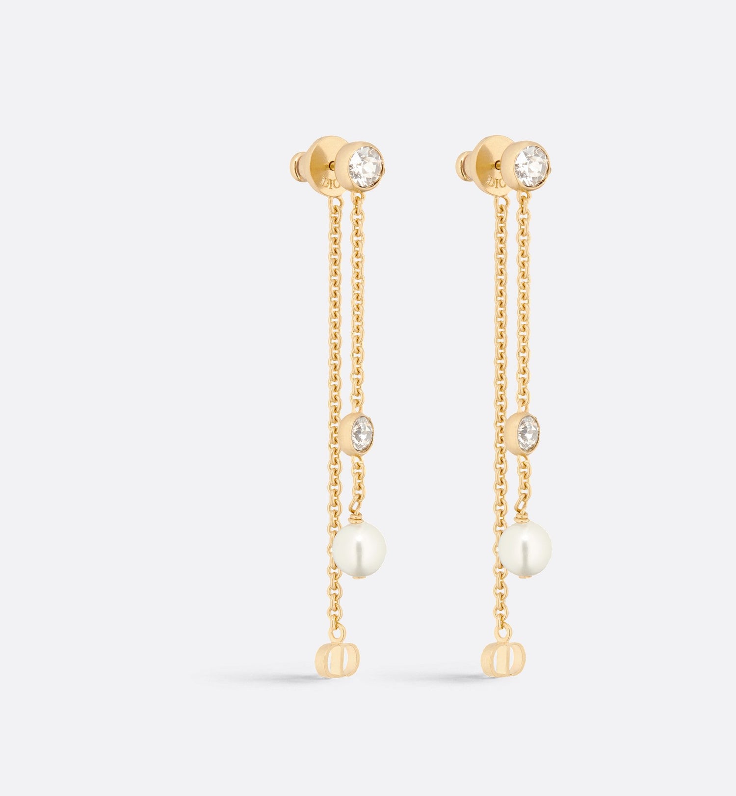 Petit Cd Treasure Earrings Gold Finish Metal With White Resin Pearls And Silver-Tone Crystals