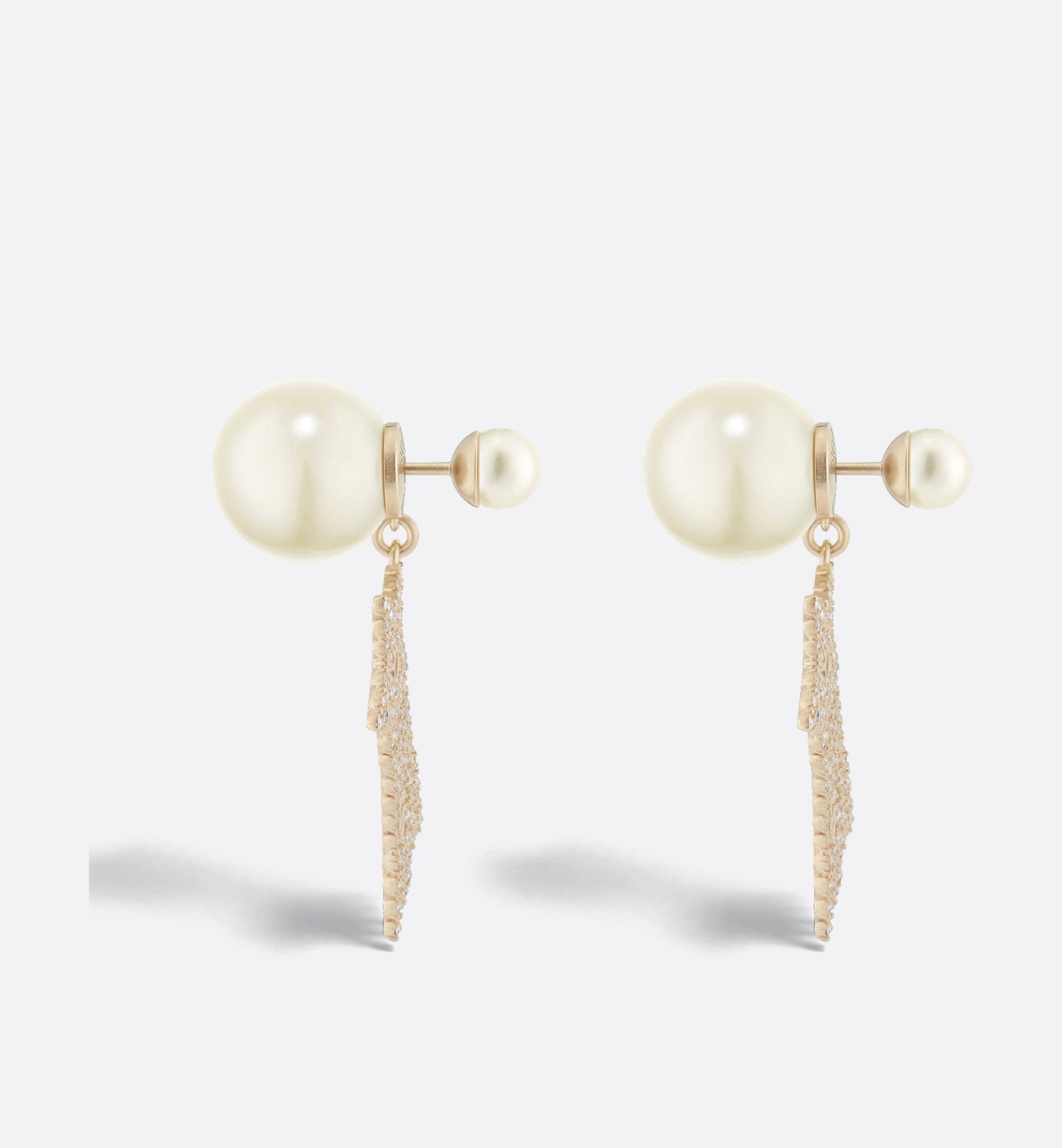 Tribales Earrings Matte Gold Finish Metal With White Resin Pearls And Silver-Tone Crystals