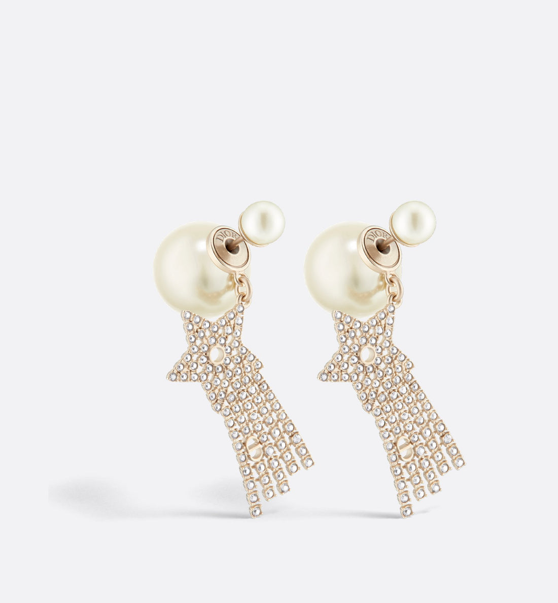 Tribales Earrings Matte Gold Finish Metal With White Resin Pearls And Silver-Tone Crystals