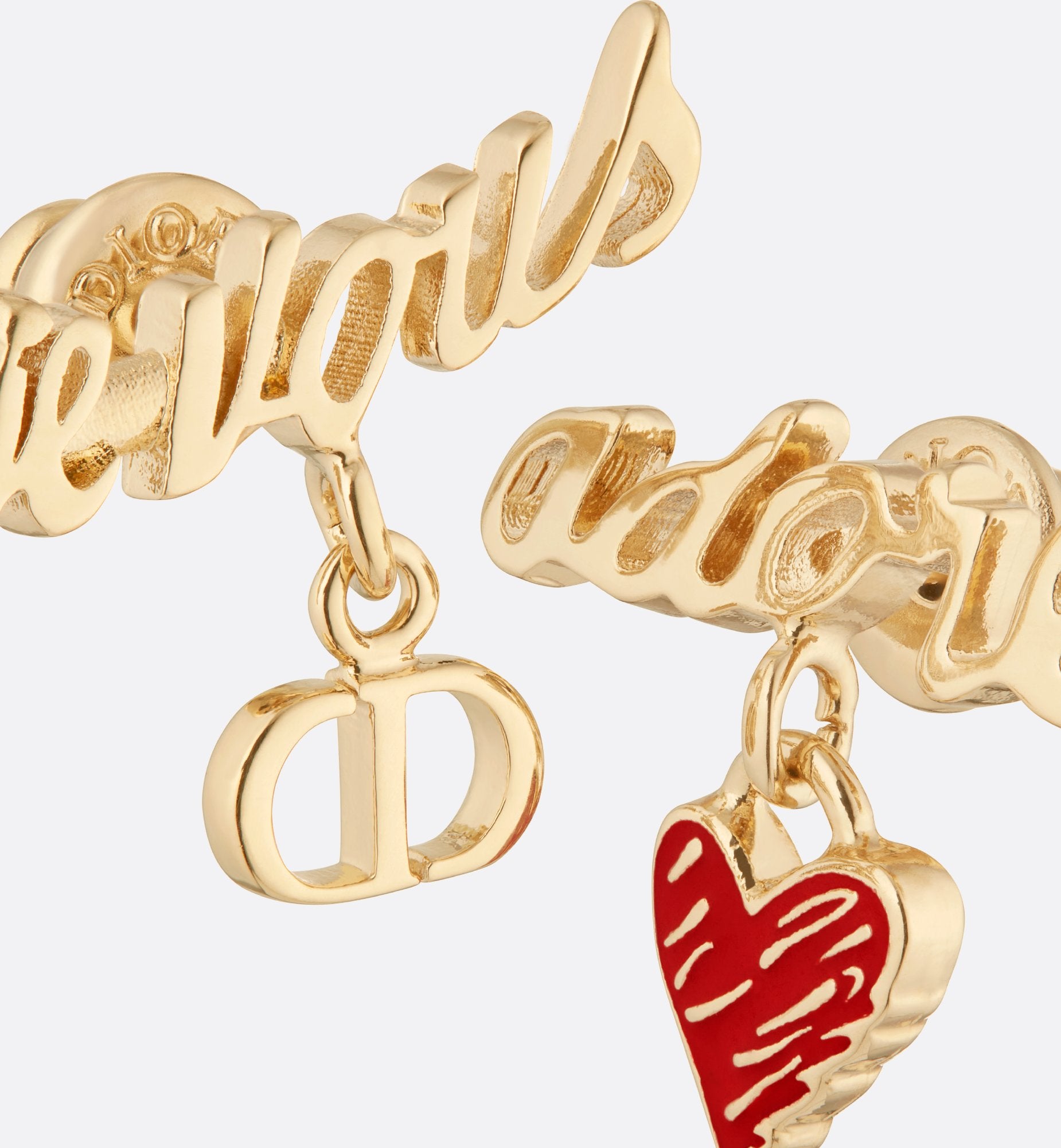 Dioramour Je Vous Adore Earrings Gold Finish Metal And Red Lacquer