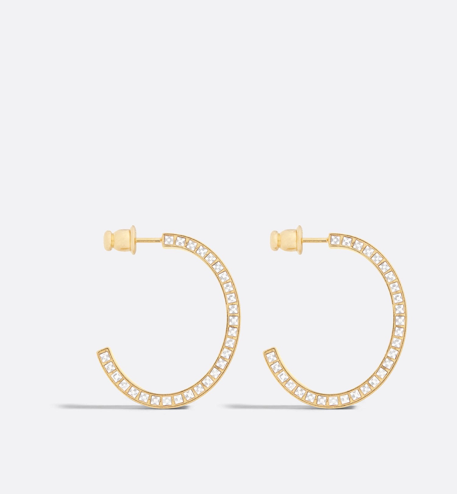 Large Dior Night Code Hoop Earrings Gold Finish Metal, White Crystals And White Lacquer