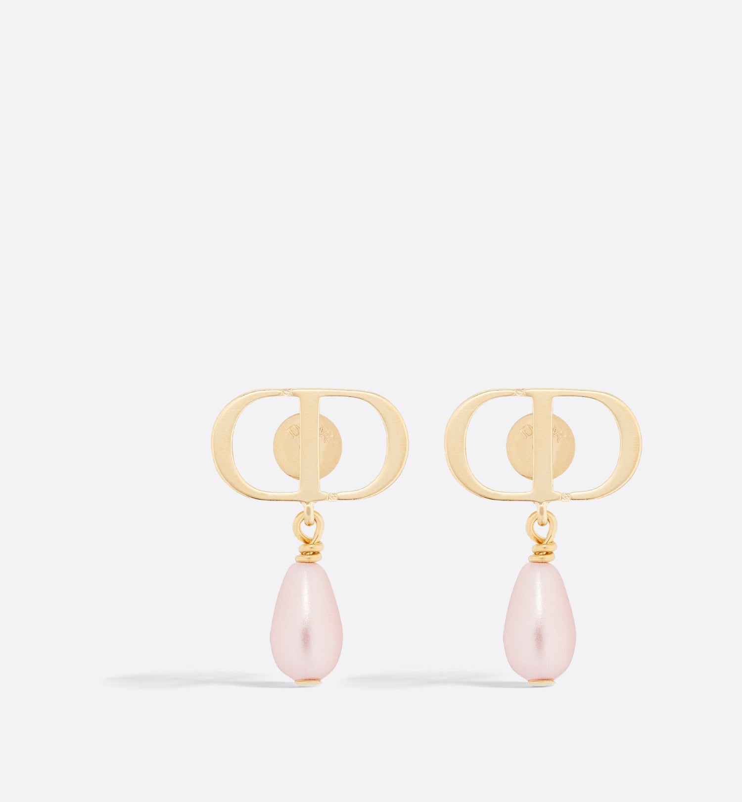 Petit Cd Earrings Gold Finish Metal And Iridescent Pink Resin Pearls