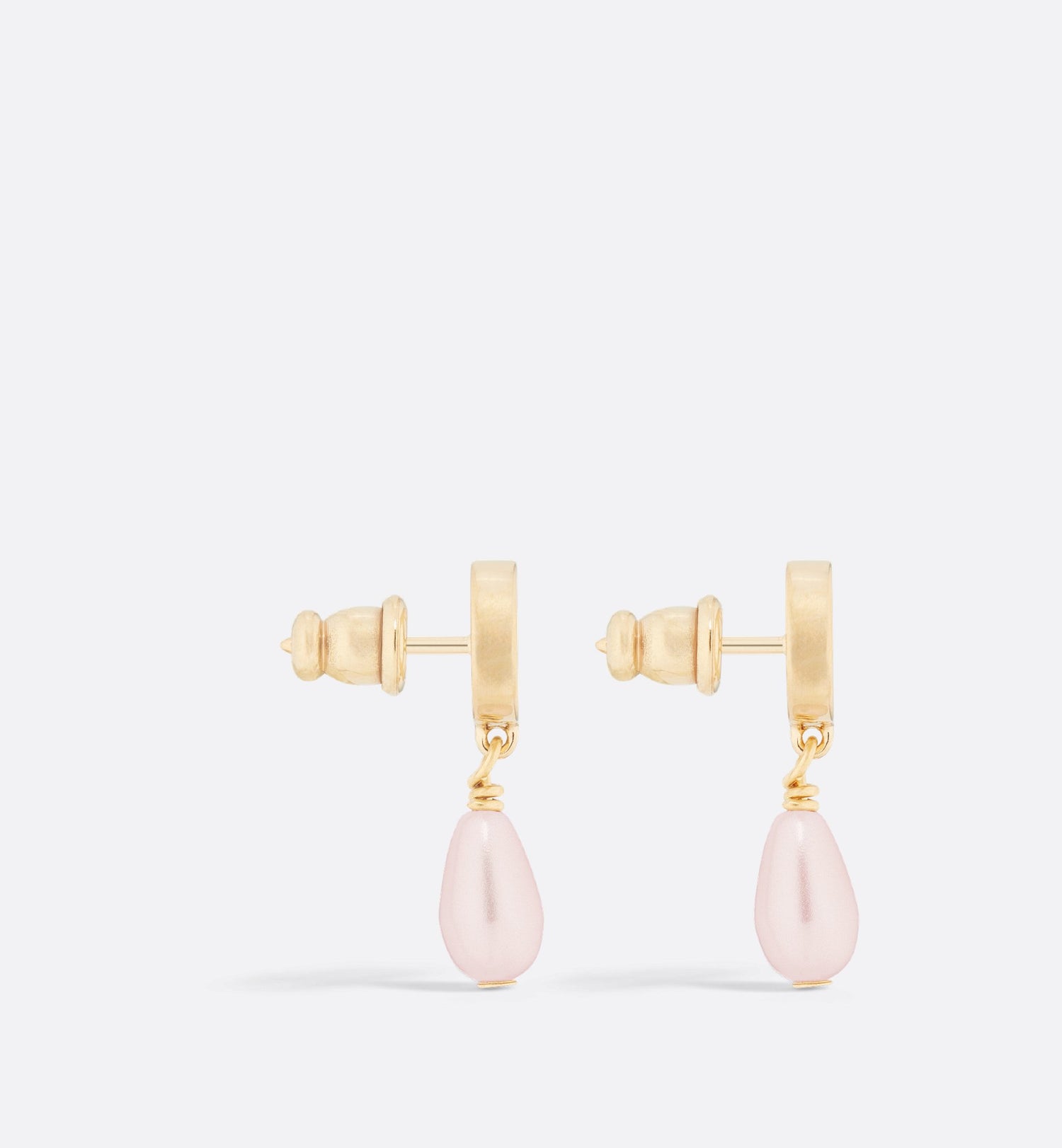 Petit Cd Earrings Gold Finish Metal And Iridescent Pink Resin Pearls