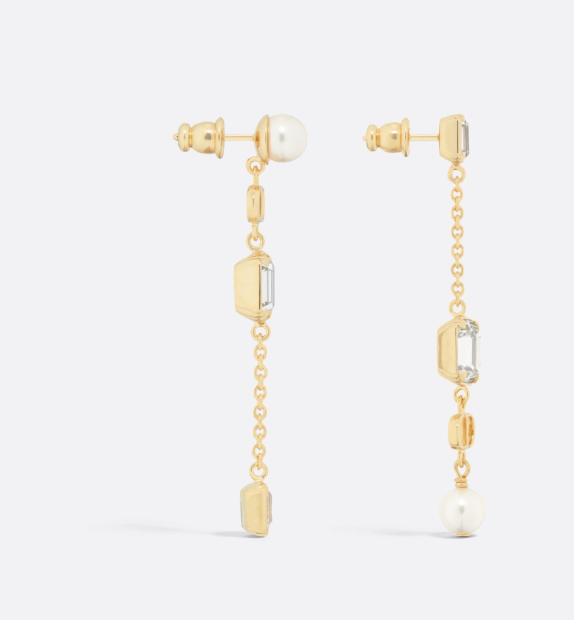 Petit Cd Earrings Gold Finish Metal With White Resin Pearls And Silver-Tone Crystals