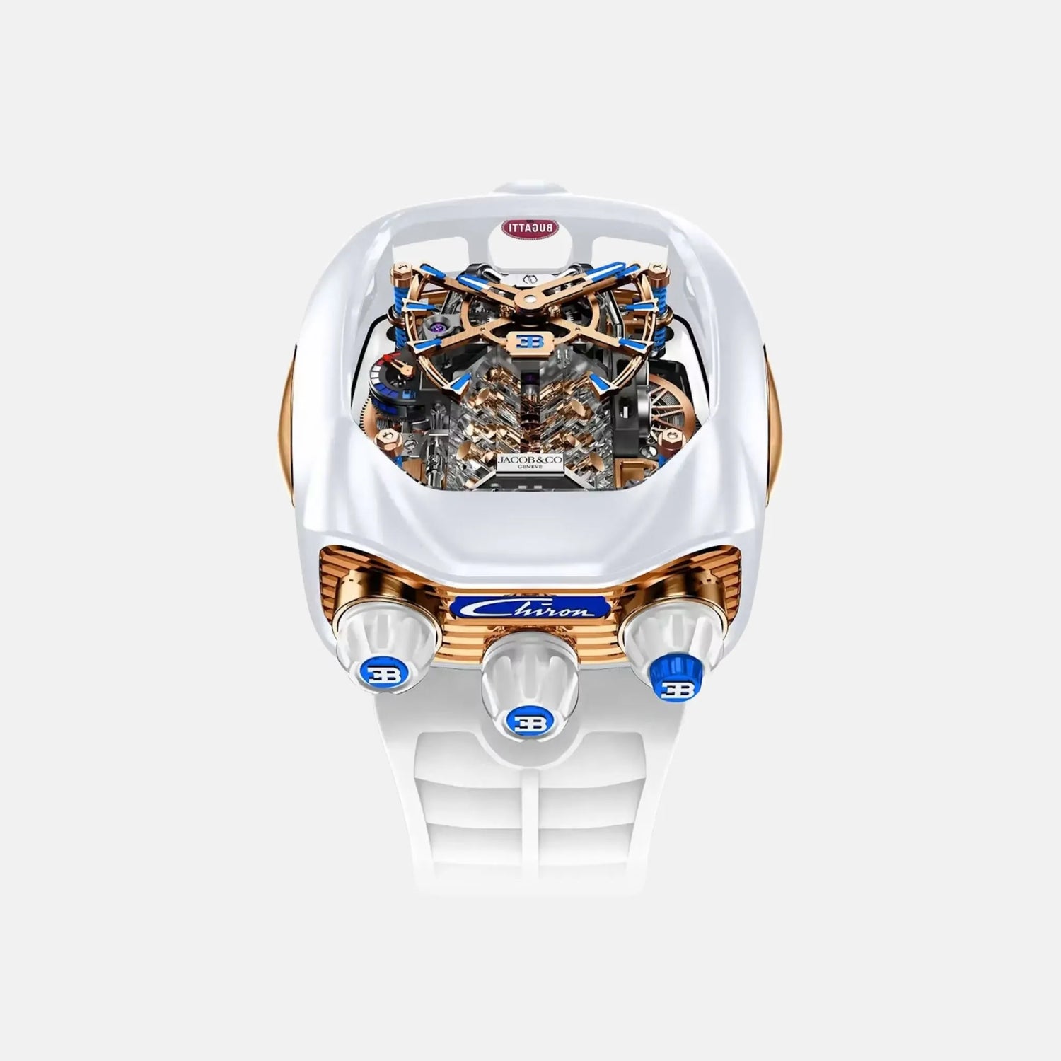 Jacob &amp; Co Bugatti Chiron Tourbillon Rose Gold White Ceramic