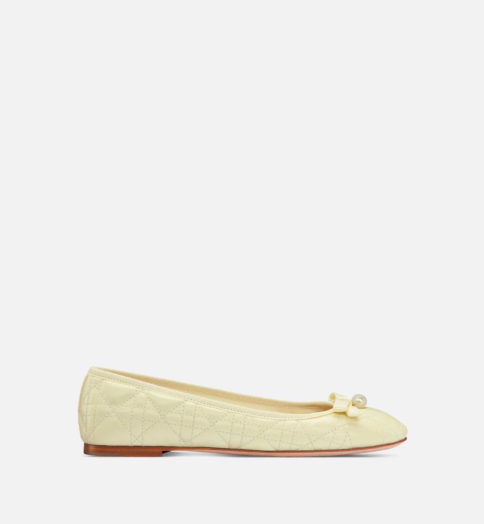 Dior Ballet Flat Pastel Yellow Quilted Cannage Calfskin