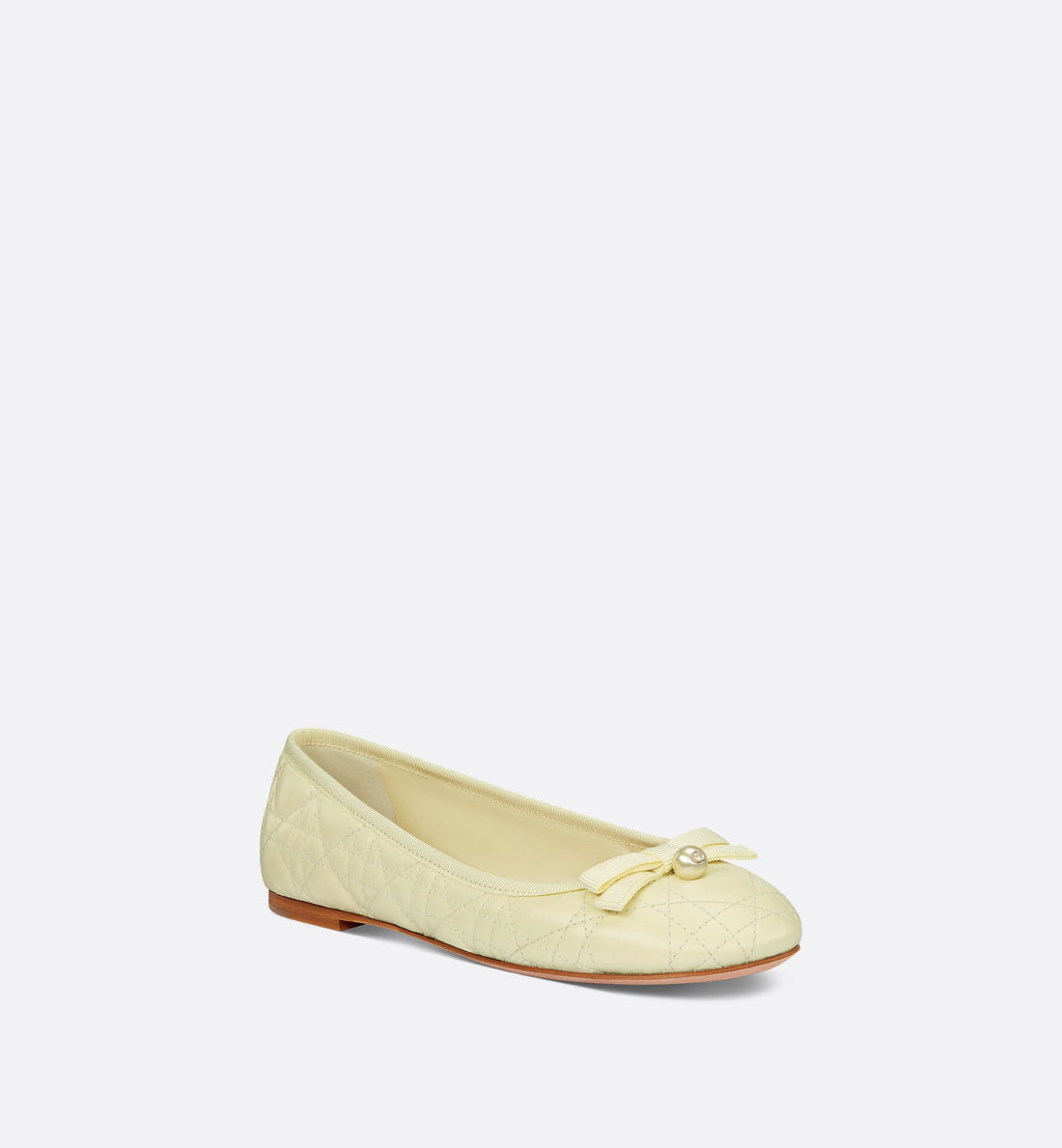 Dior Ballet Flat Pastel Yellow Quilted Cannage Calfskin