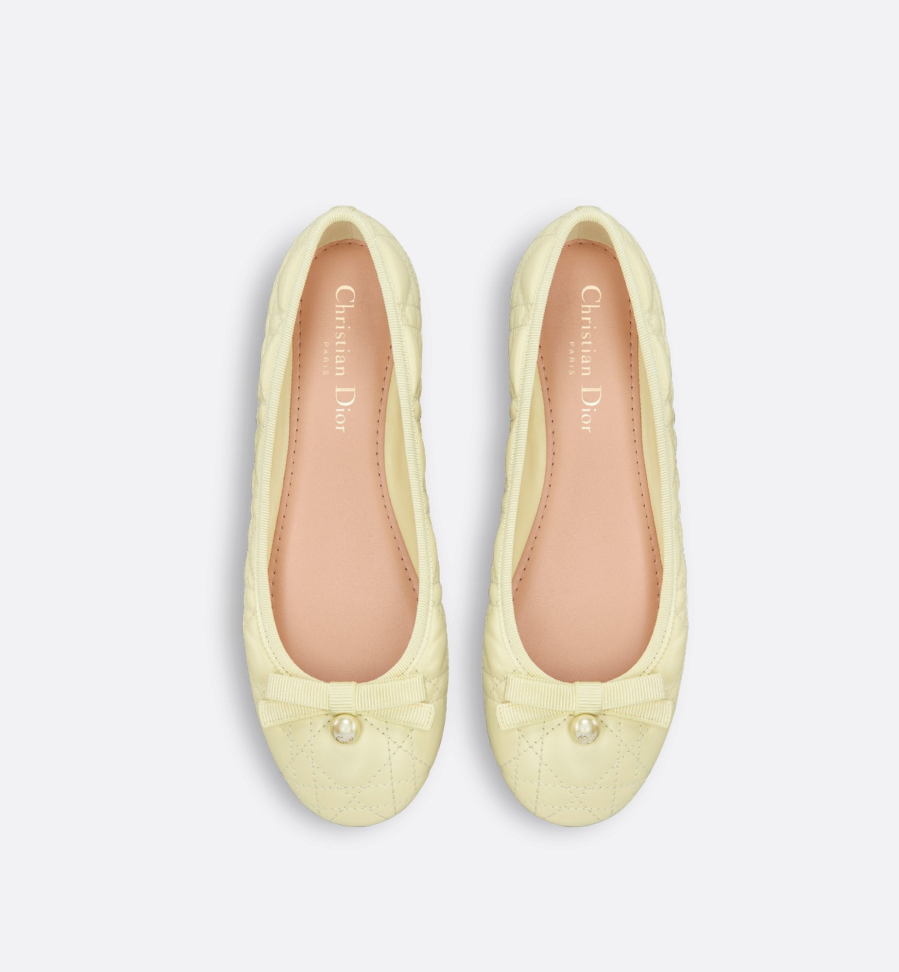 Ballet Flat Pastel Yellow Quilted Cannage Calfskin