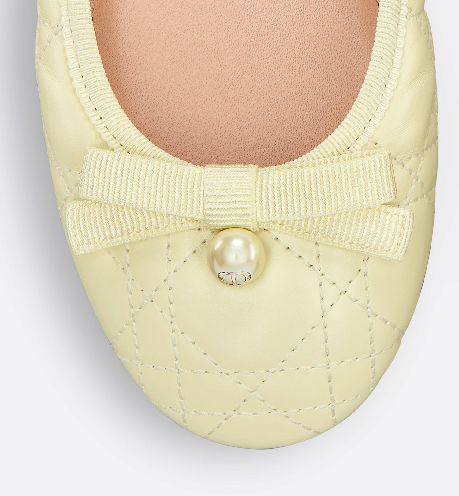 Dior Ballet Flat Pastel Yellow Quilted Cannage Calfskin