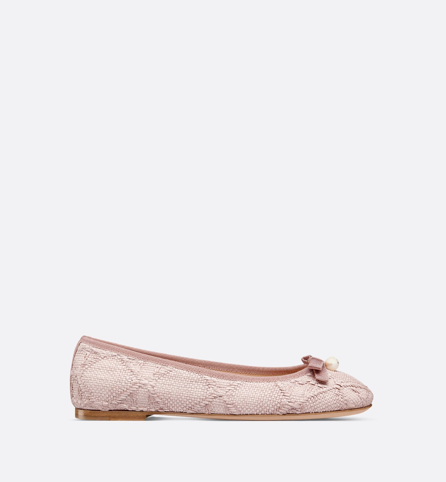 Ballet Flat Powder Pink Cannage Raffia