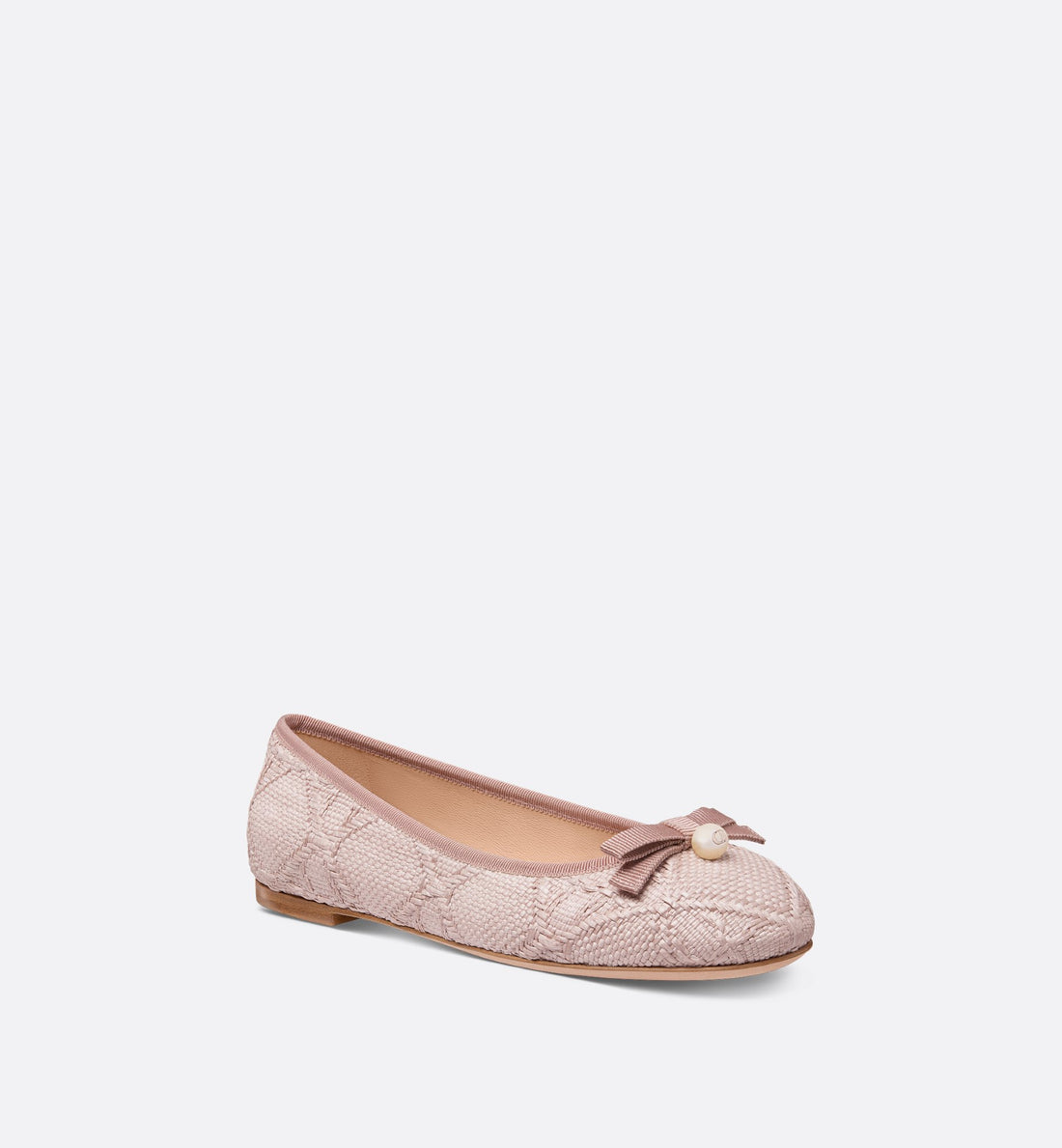 Dior Ballet Flat Powder Pink Cannage Raffia