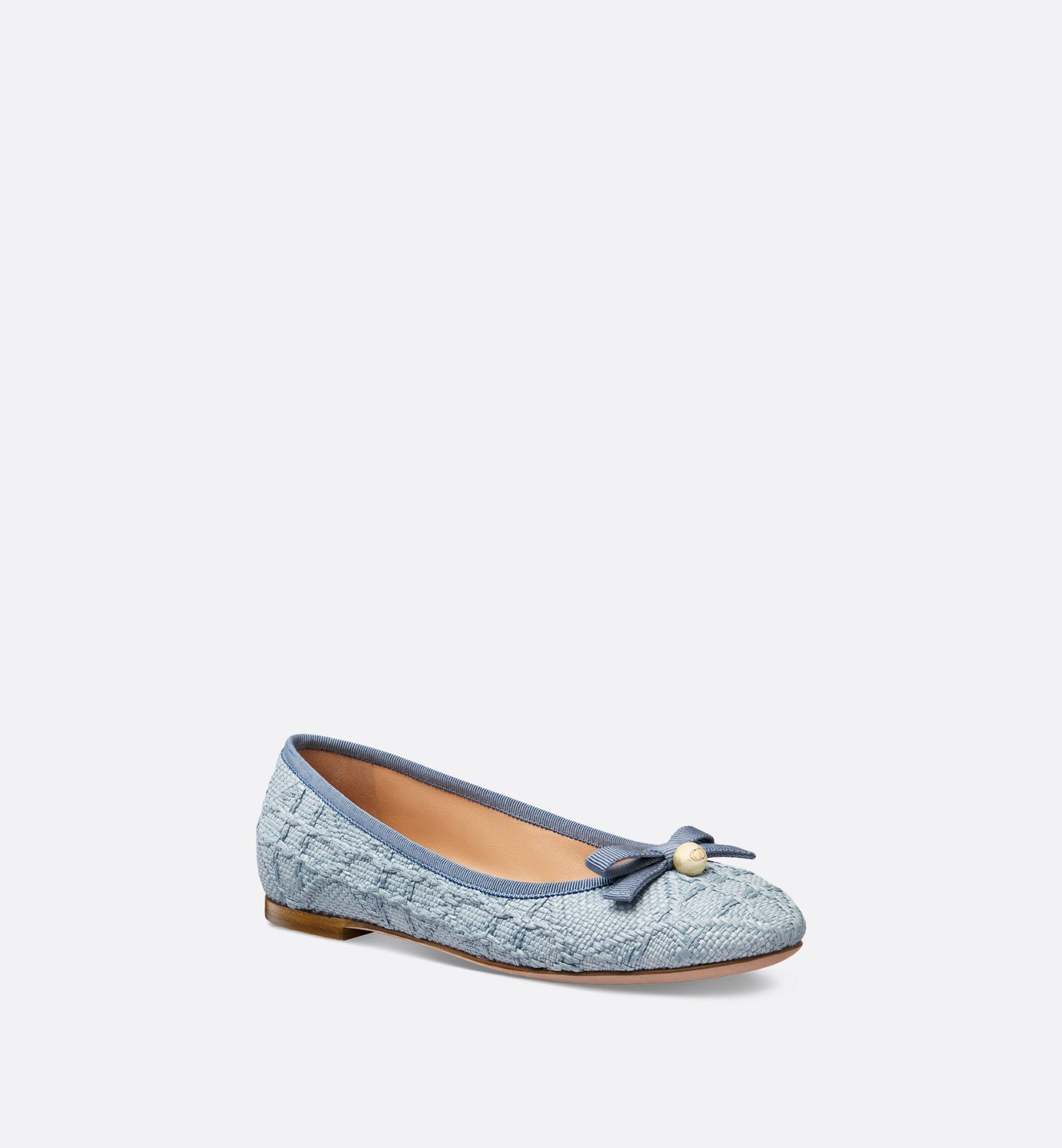 Dior Ballet Flat Pastel Blue Cannage Raffia