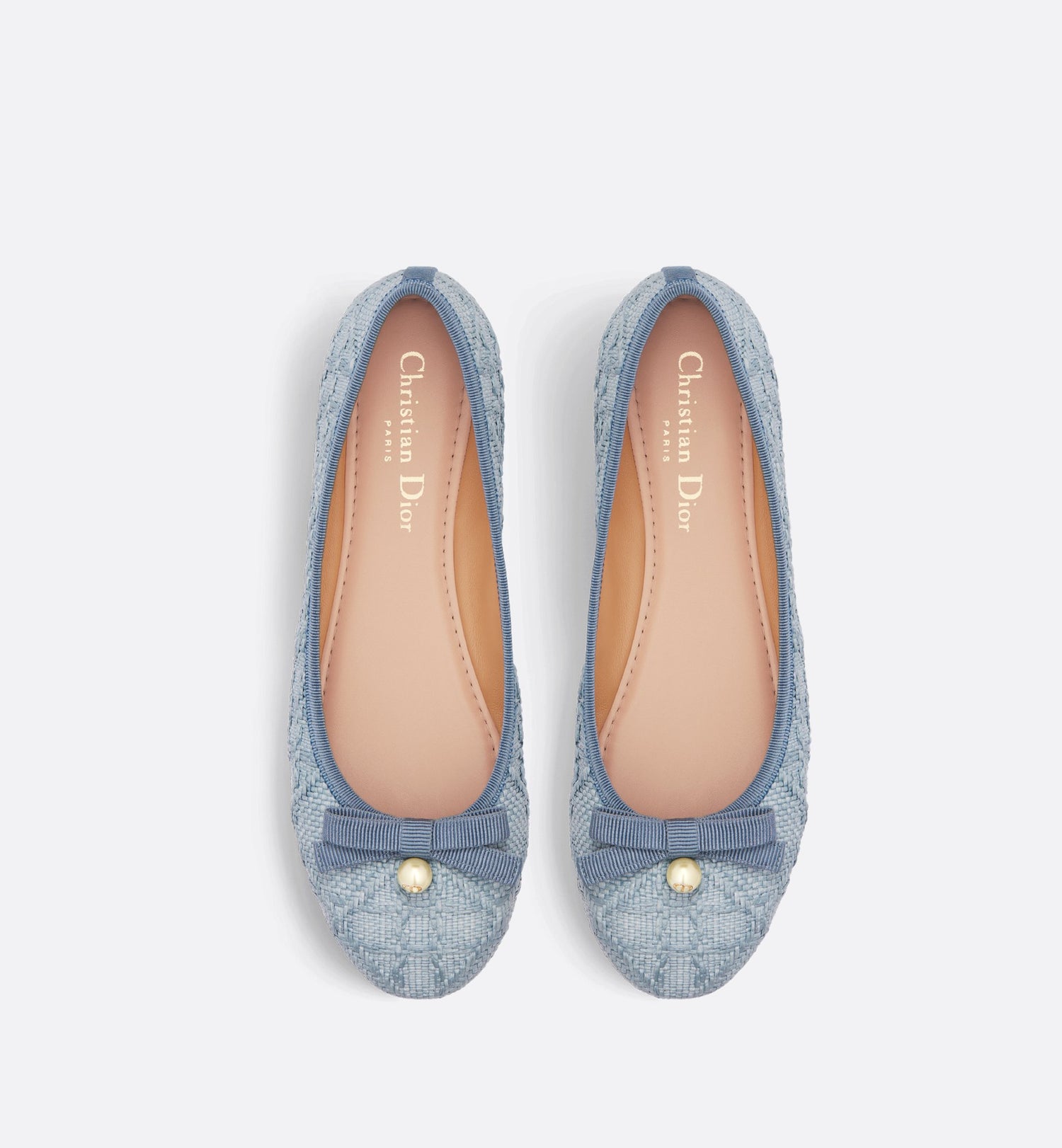 Dior Ballet Flat Pastel Blue Cannage Raffia